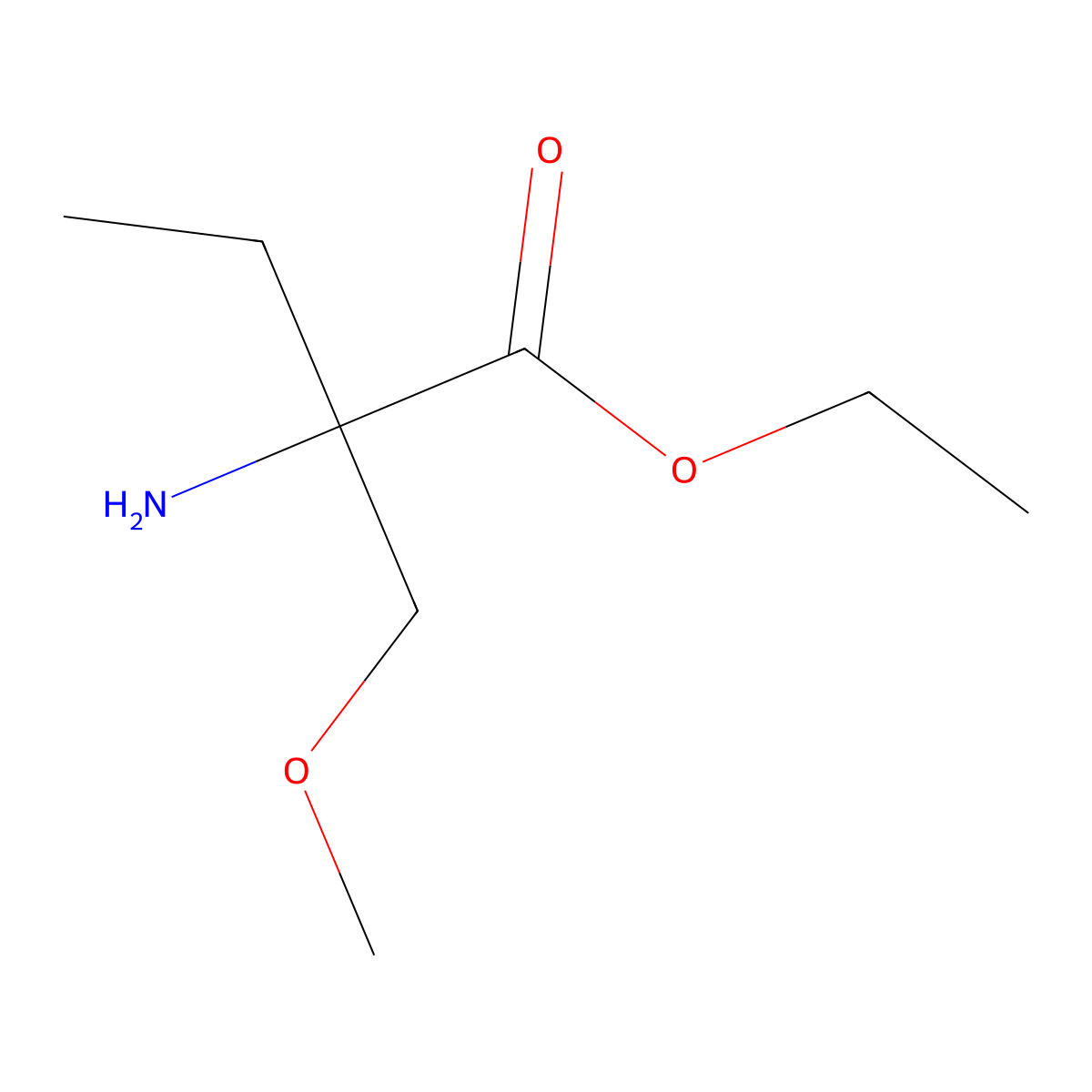 Ethyl 2-amino-2-(methoxymethyl)butanoate molecular structure, CAS 1343654-24-9