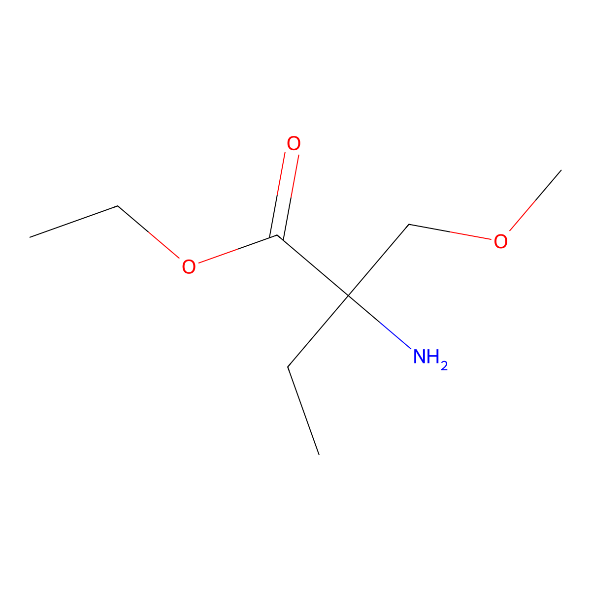 Ethyl 2-amino-2-(methoxymethyl)butanoate molecular structure, CAS 1343654-24-9