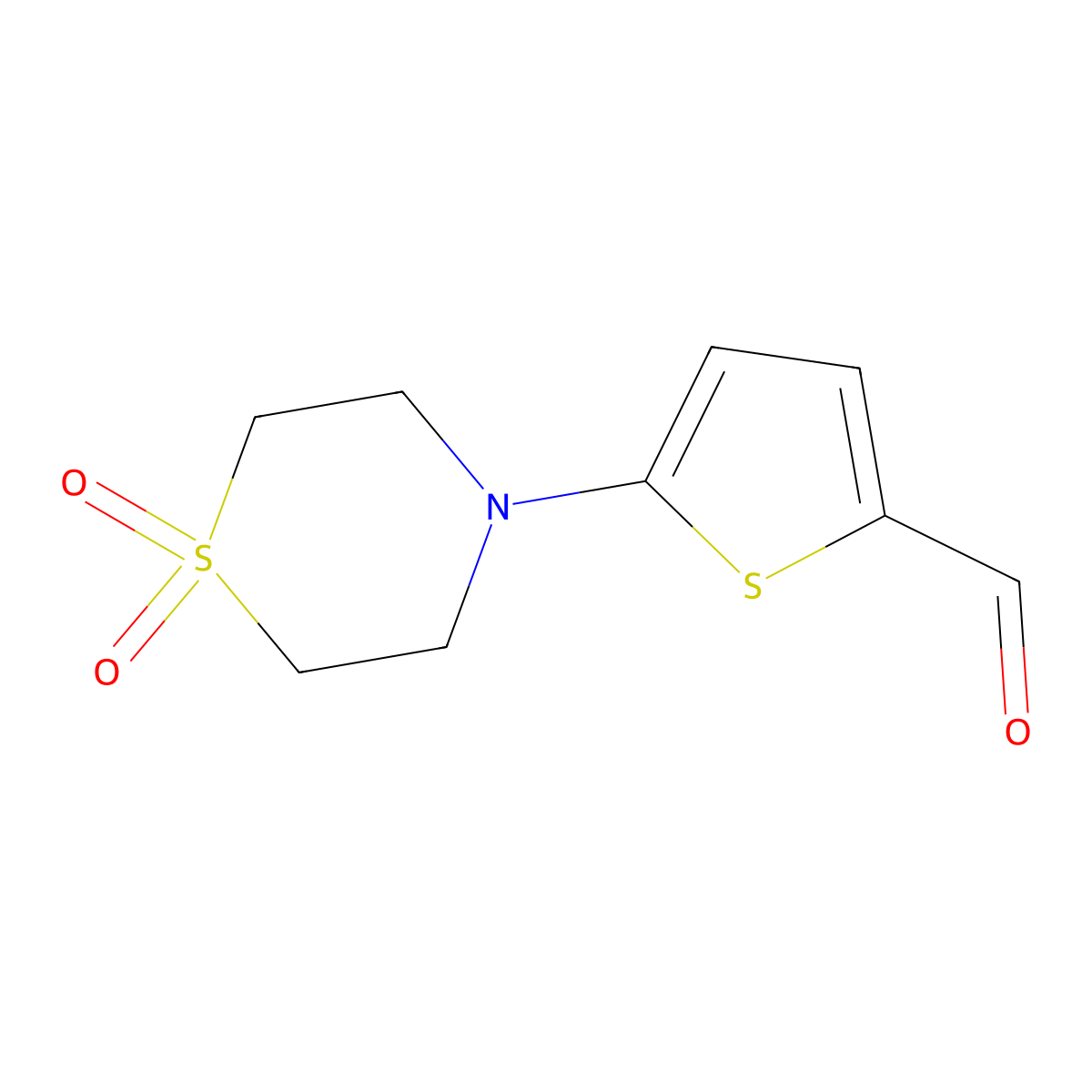 5-(1,1-Dioxo-1lambda6-thiomorpholin-4-yl)thiophene-2-carbaldehyde molecular structure, CAS 1343658-15-0