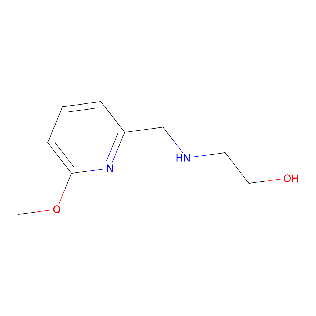 2-(((6-Methoxypyridin-2-yl)methyl)amino)ethan-1-ol molecular structure, CAS 1343660-45-6