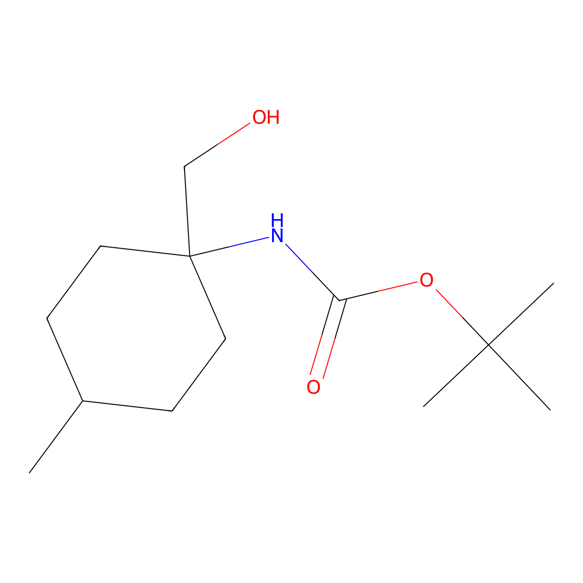 tert-butyl N-[1-(hydroxymethyl)-4-methylcyclohexyl]carbamate molecular structure, CAS 1343661-98-2