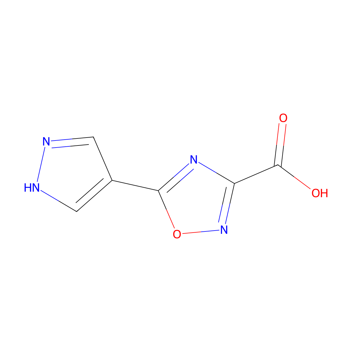 5-(1H-pyrazol-4-yl)-1,2,4-oxadiazole-3-carboxylic acid molecular structure, CAS 1343667-29-7