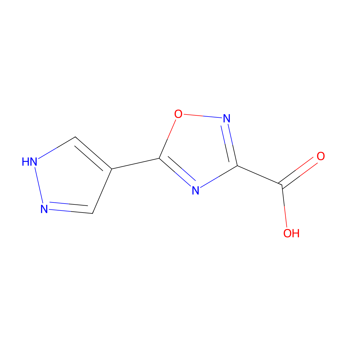 5-(1H-pyrazol-4-yl)-1,2,4-oxadiazole-3-carboxylic acid molecular structure, CAS 1343667-29-7