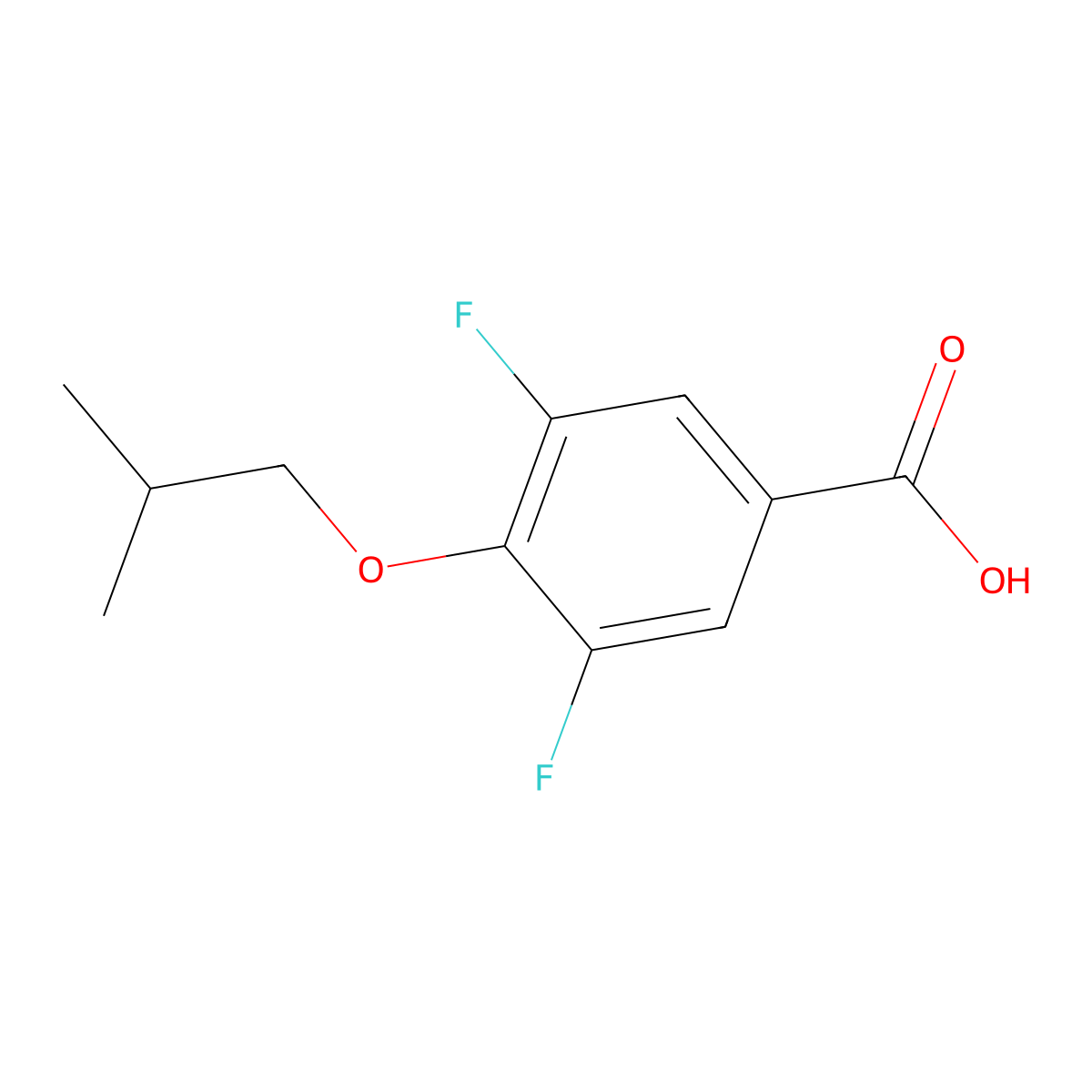 3,5-Difluoro-4-isobutoxybenzoic acid molecular structure, CAS 1343670-92-7