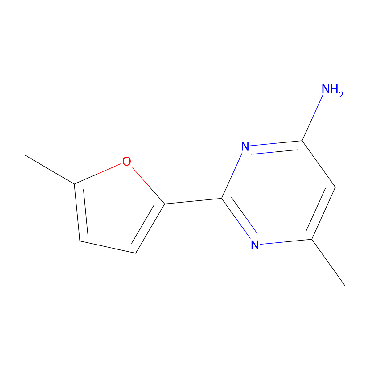 6-Methyl-2-(5-methylfuran-2-yl)pyrimidin-4-amine molecular structure, CAS 1343673-65-3