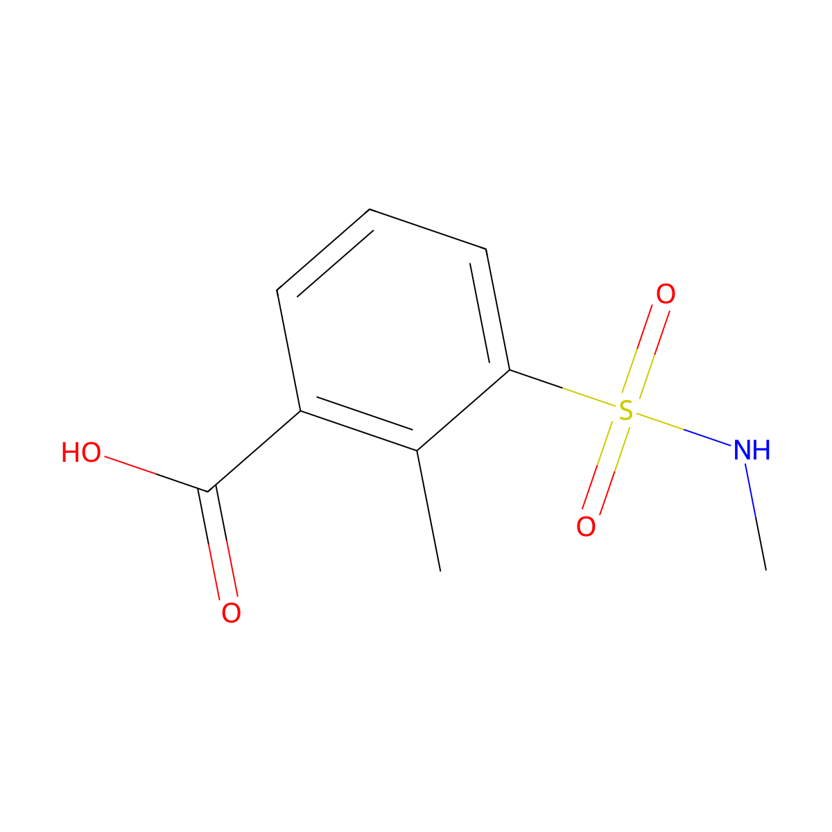 2-Methyl-3-(methylsulfamoyl)benzoic acid molecular structure, CAS 1343675-33-1