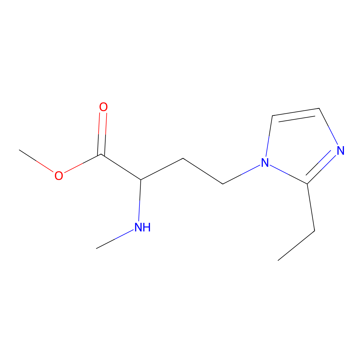 Methyl 4-(2-ethyl-1h-imidazol-1-yl)-2-(methylamino)butanoate molecular structure, CAS 1343678-18-1