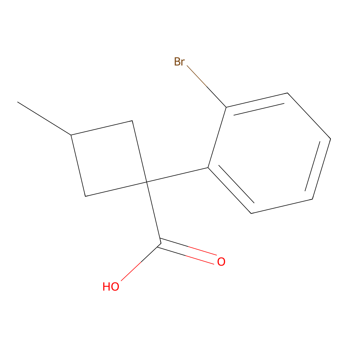 1-(2-Bromophenyl)-3-methylcyclobutane-1-carboxylic acid molecular structure, CAS 1343686-53-2