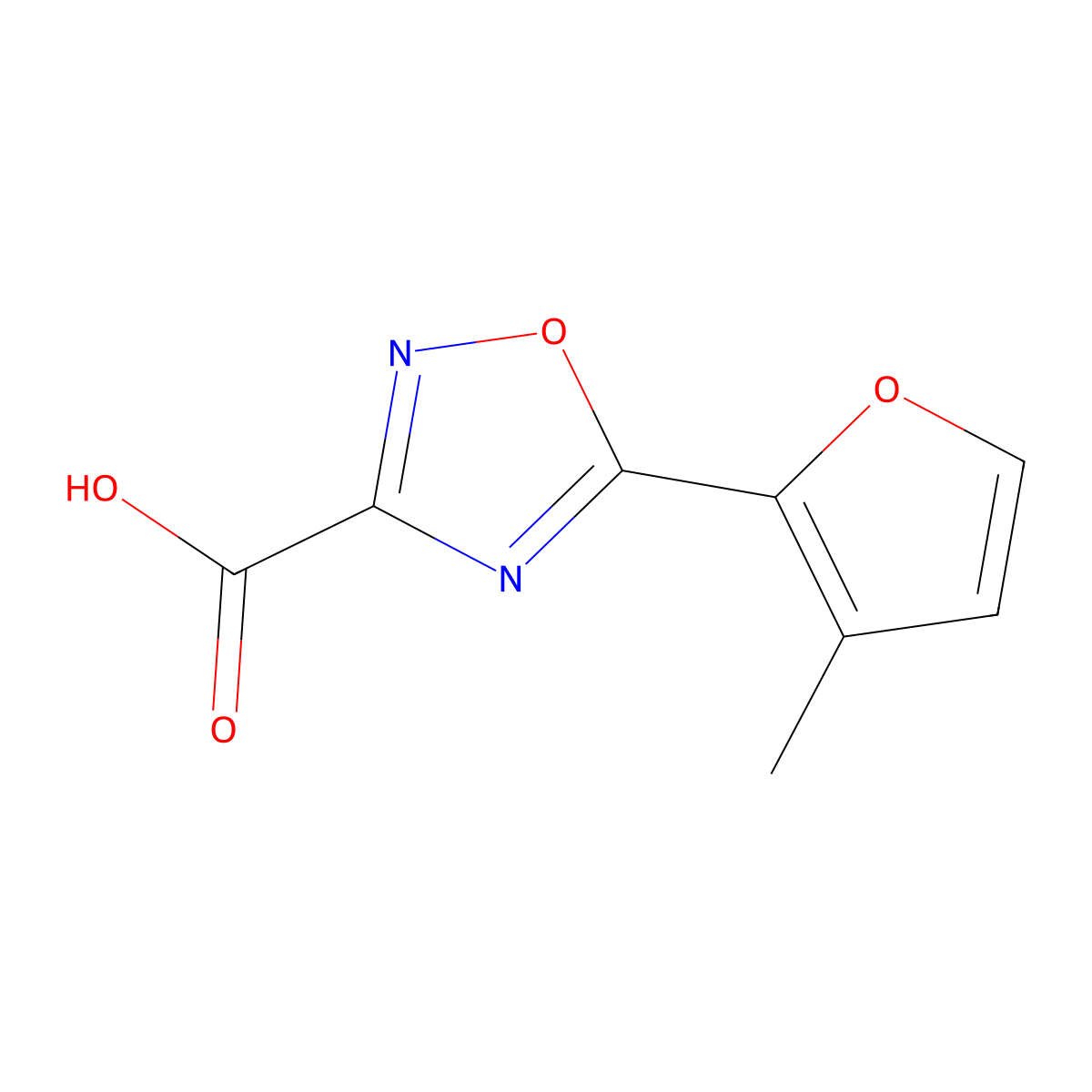5-(3-Methylfuran-2-yl)-1,2,4-oxadiazole-3-carboxylic acid molecular structure, CAS 1343688-99-2