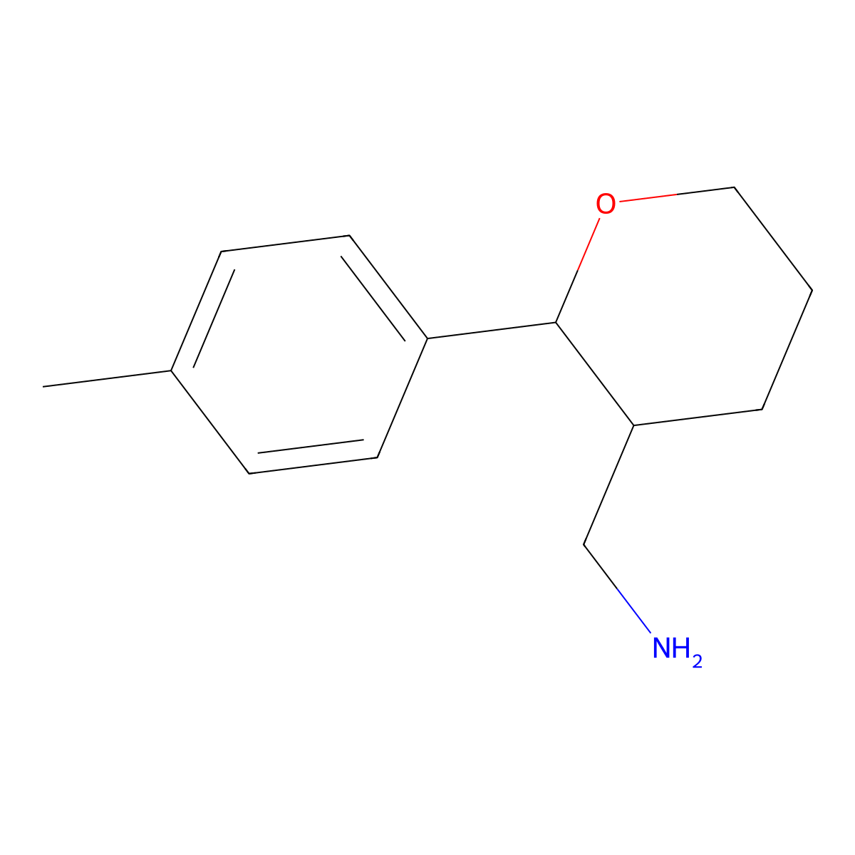 [2-(4-Methylphenyl)oxan-3-yl]methanamine molecular structure, CAS 1343690-33-4