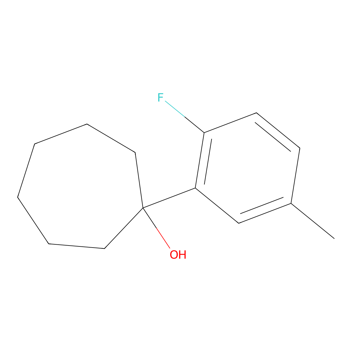 1-(2-Fluoro-5-methylphenyl)cycloheptanol molecular structure, CAS 1343691-05-3