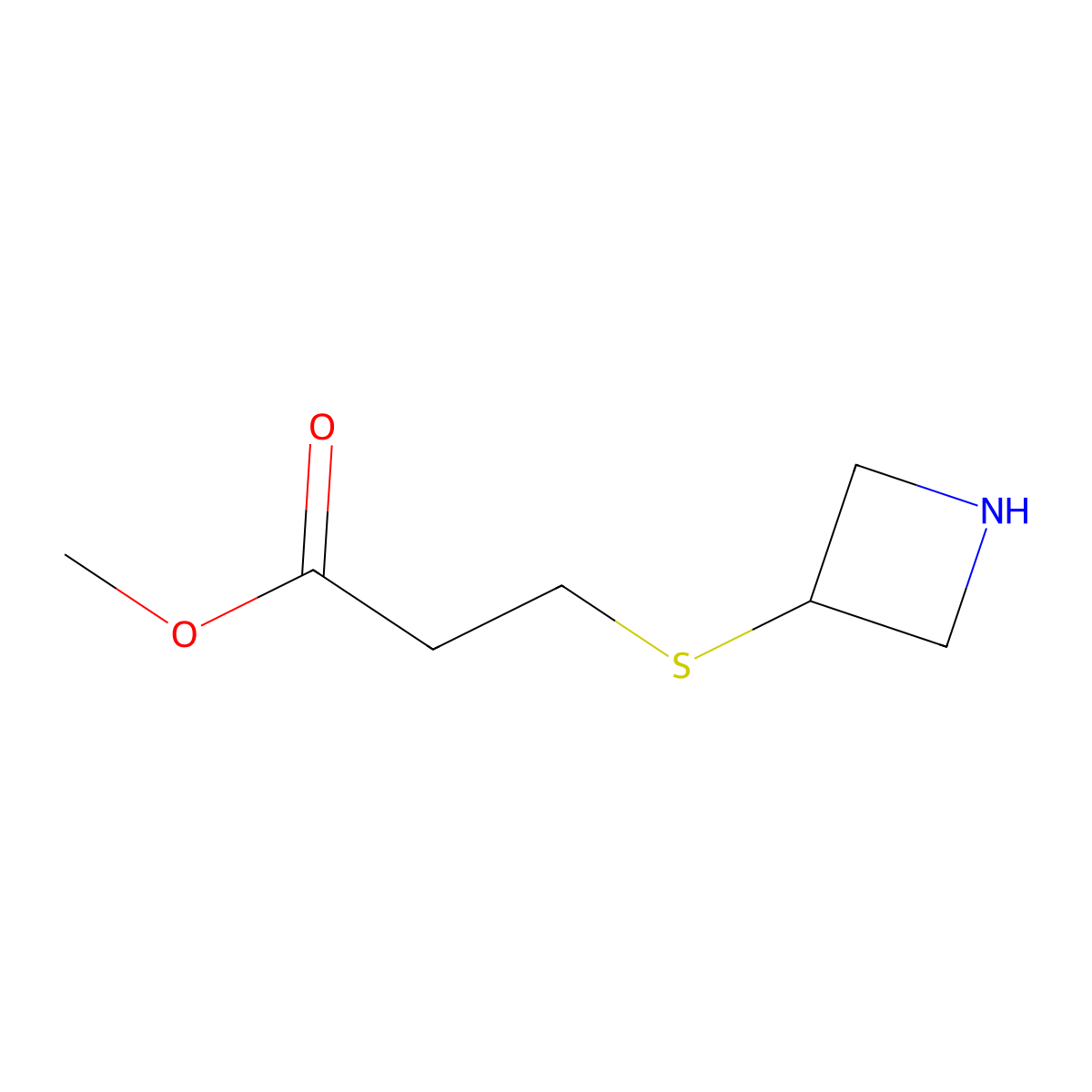 Methyl 3-(azetidin-3-ylsulfanyl)propanoate molecular structure, CAS 1343693-03-7