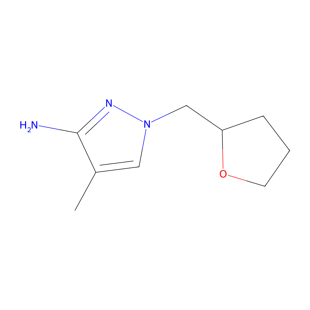 4-Methyl-1-[(oxolan-2-yl)methyl]-1H-pyrazol-3-amine molecular structure, CAS 1343693-17-3