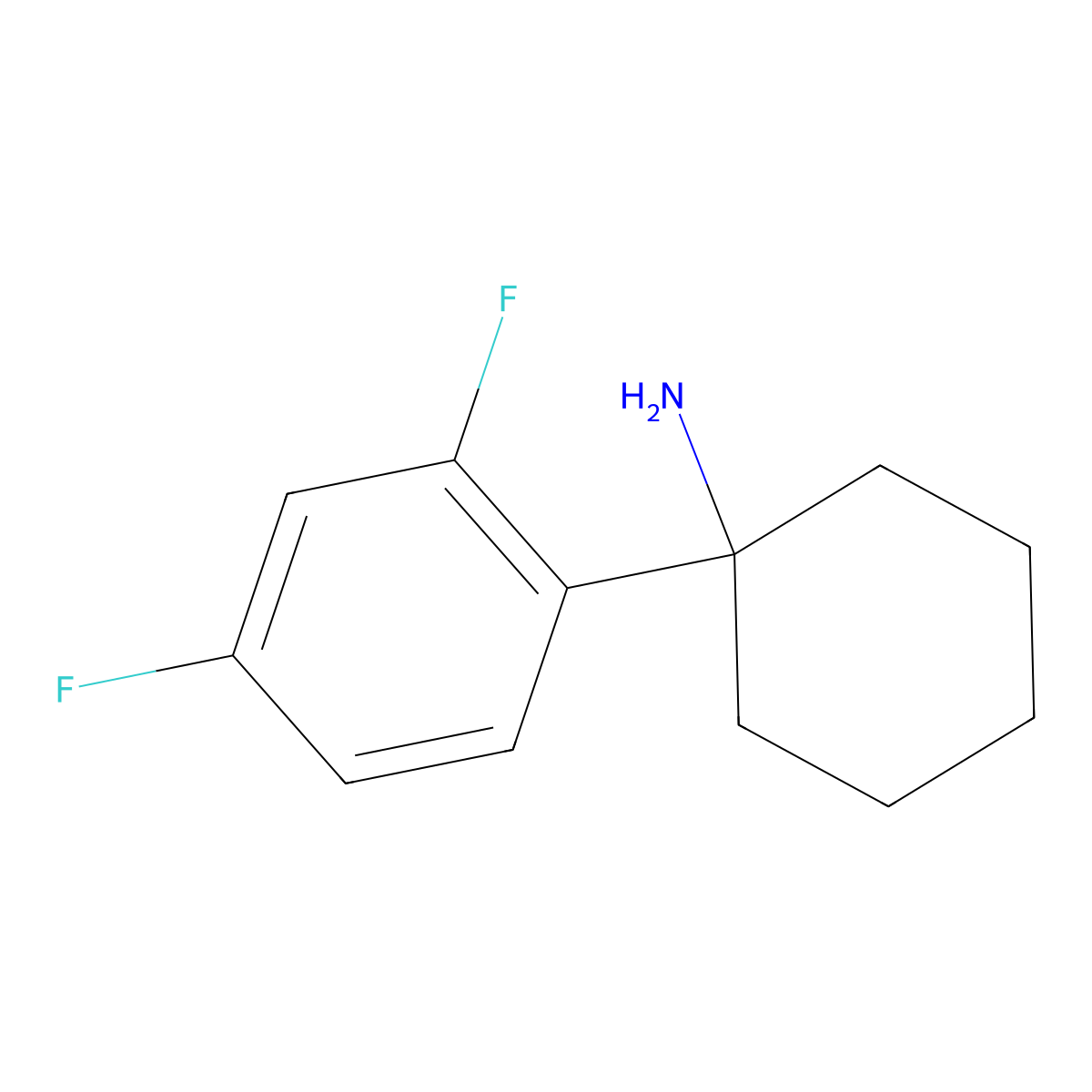 1-(2,4-Difluorophenyl)cyclohexan-1-amine molecular structure, CAS 1343693-77-5