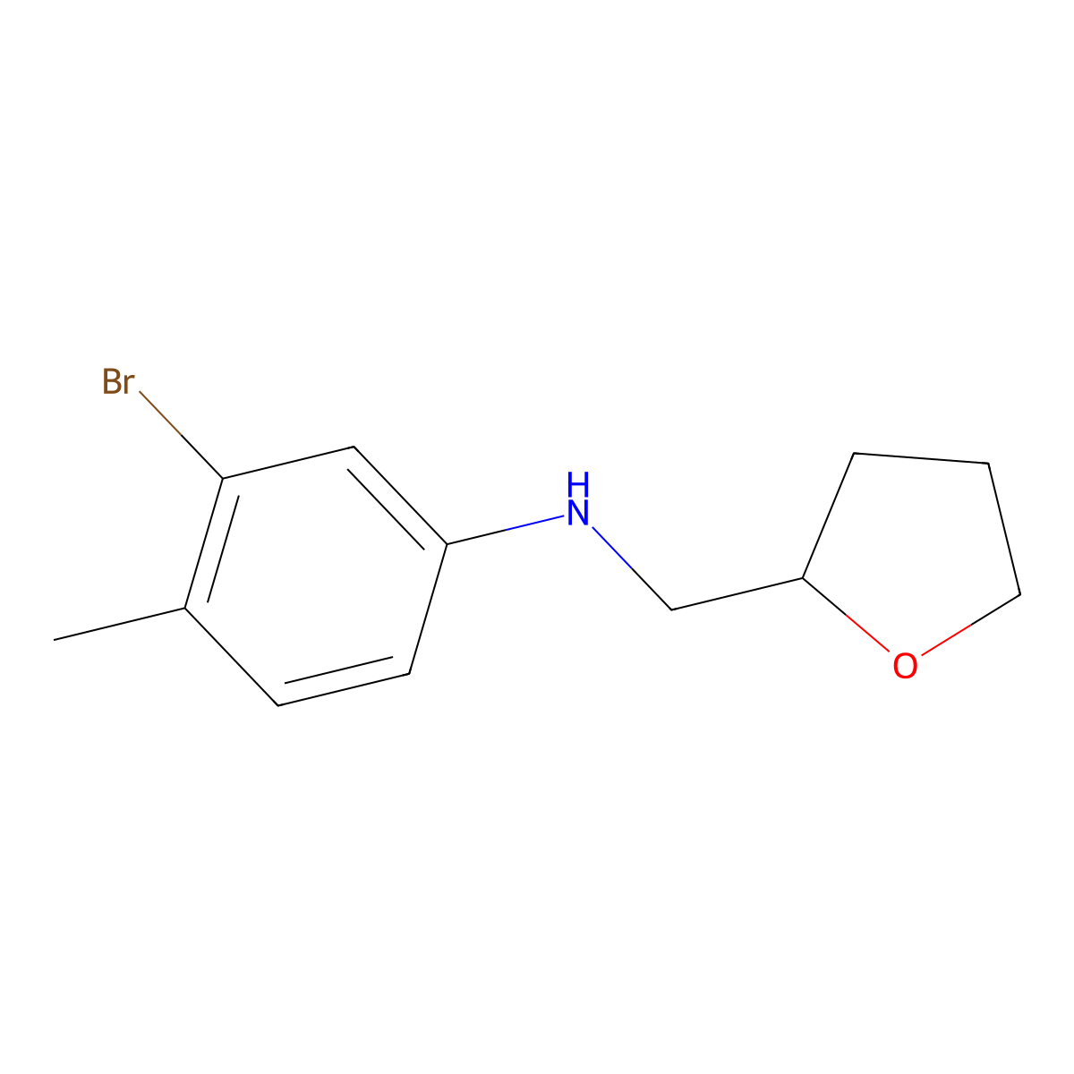 3-Bromo-4-methyl-N-[(oxolan-2-yl)methyl]aniline molecular structure, CAS 1343693-99-1