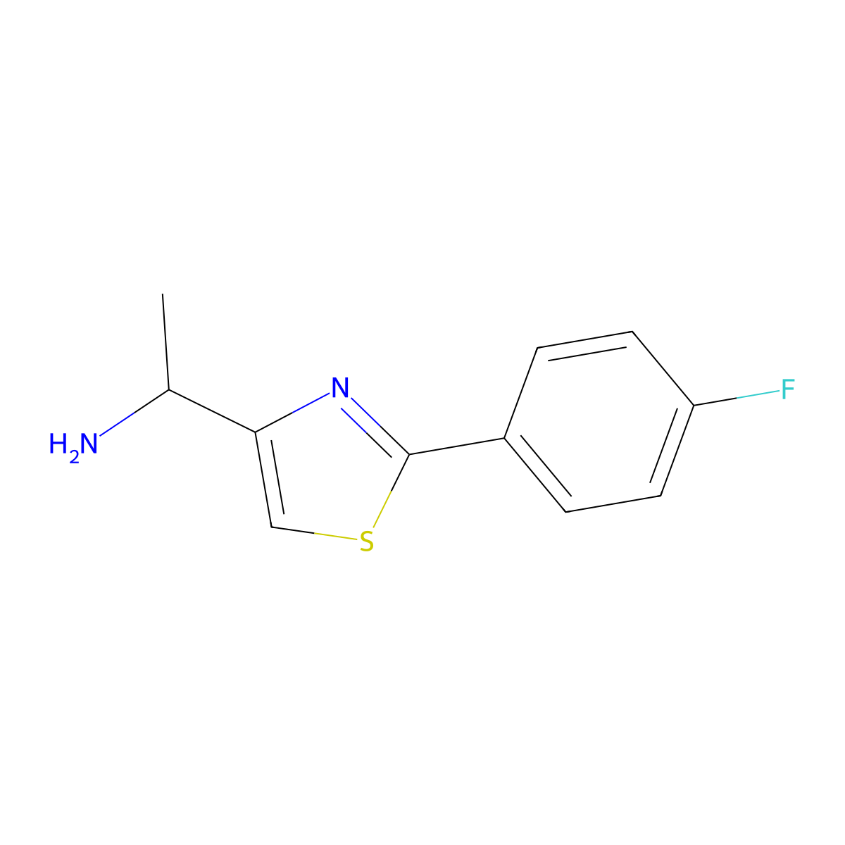 1-[2-(4-Fluorophenyl)-1,3-thiazol-4-yl]ethan-1-amine molecular structure, CAS 1343694-53-0