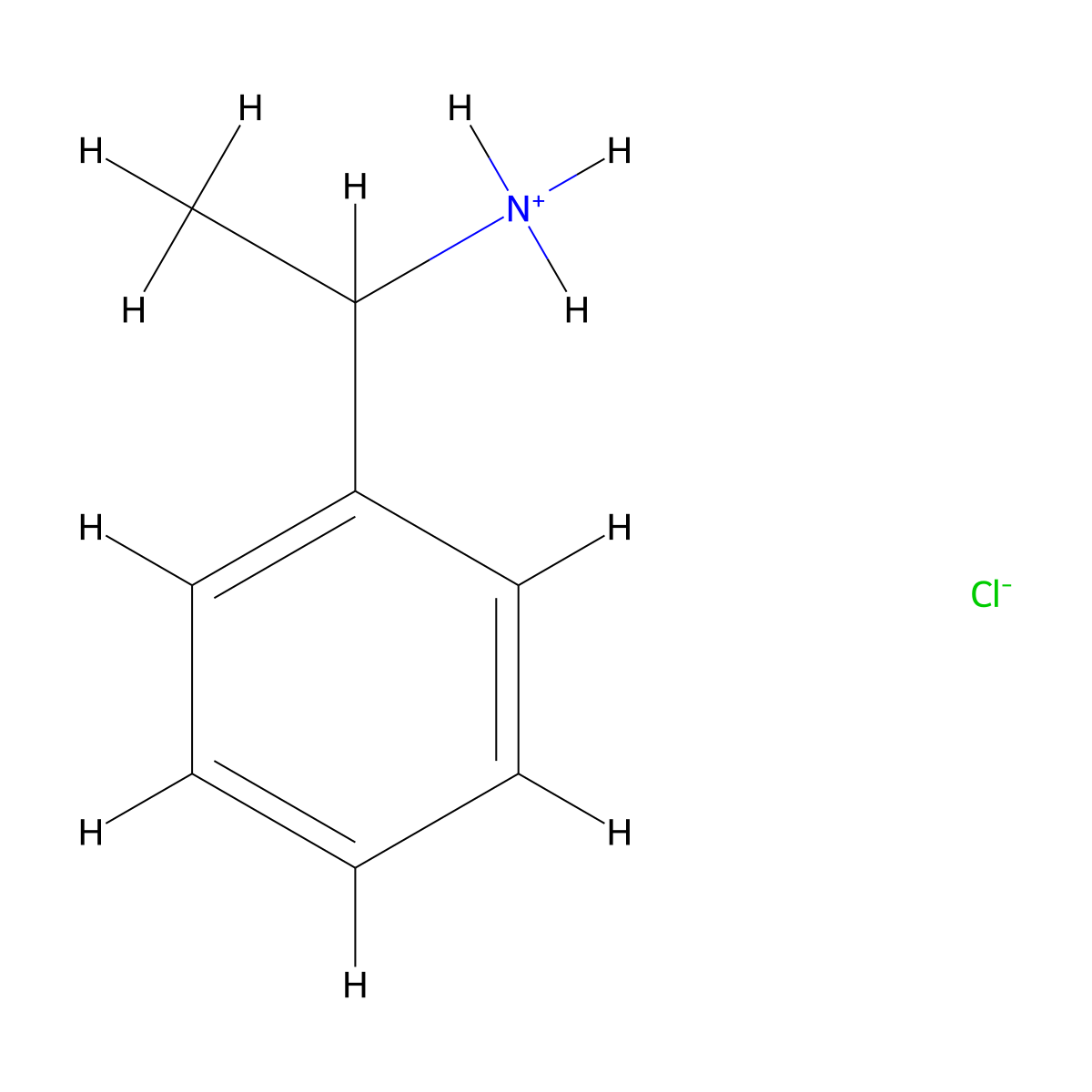 1-Phenylethylamine hydrochloride molecular structure, CAS 13437-79-1