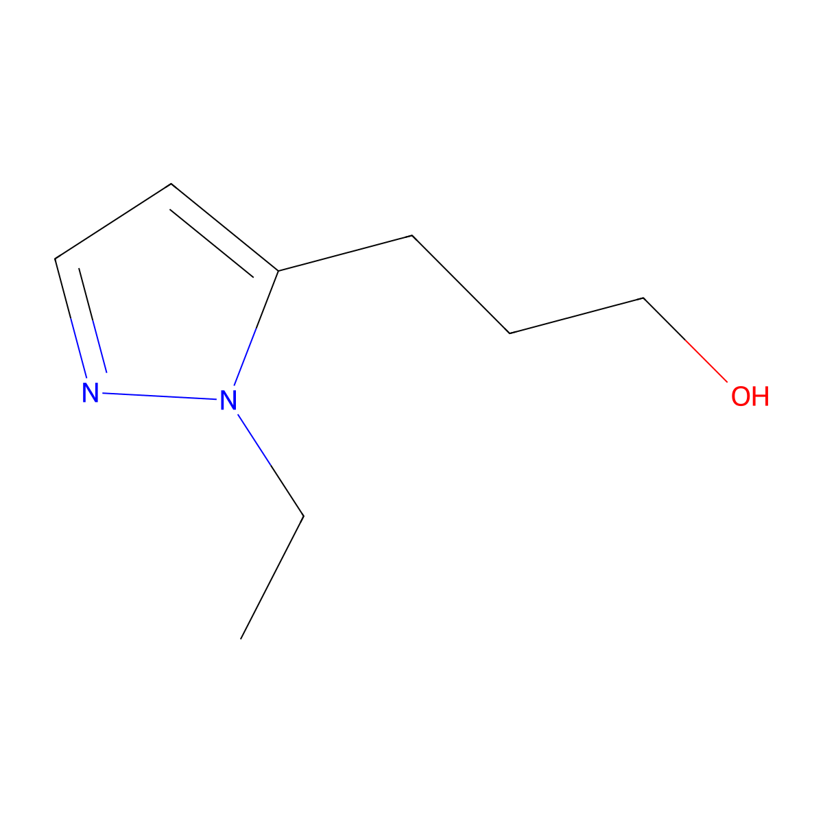 3-(1-ethyl-1H-pyrazol-5-yl)propan-1-ol molecular structure, CAS 1343700-81-1