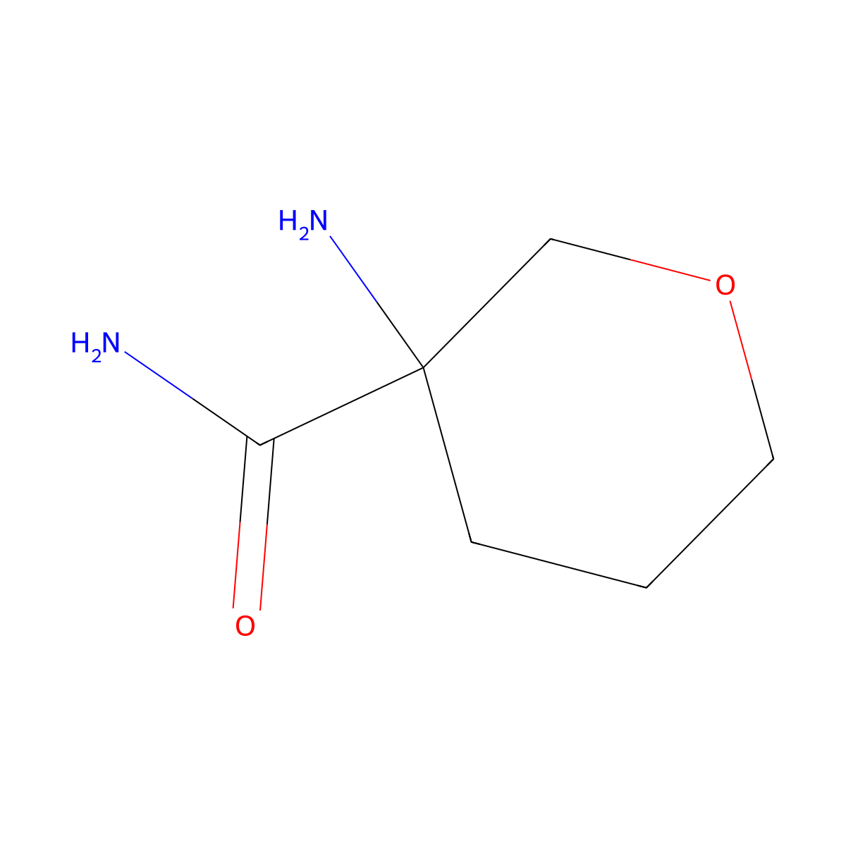 3-Aminotetrahydro-2H-pyran-3-carboxamide molecular structure, CAS 1343702-40-8