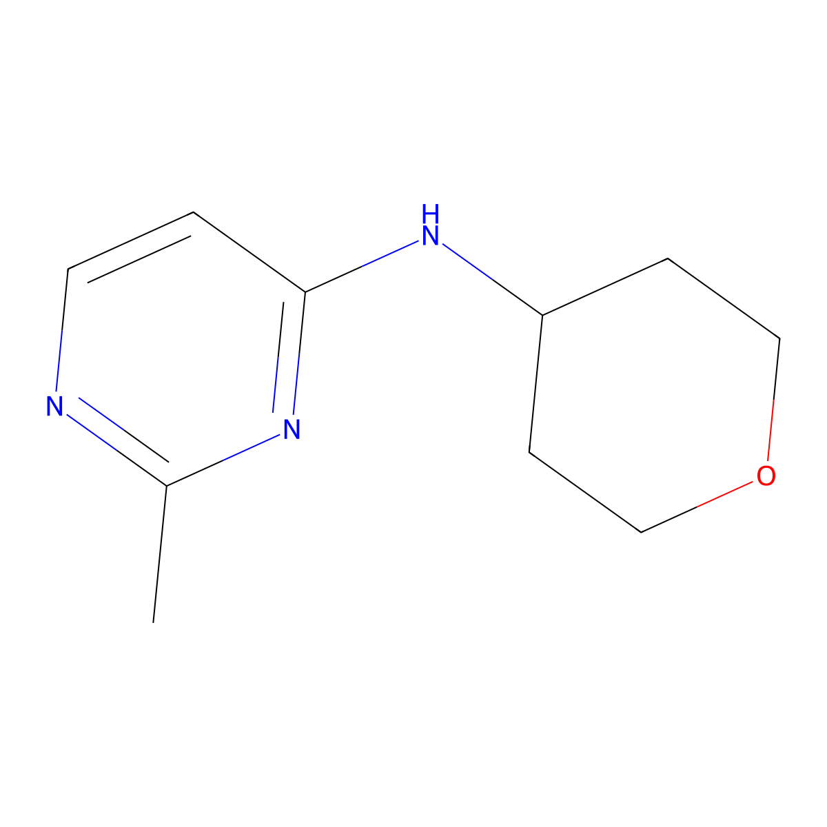 2-methyl-N-(oxan-4-yl)pyrimidin-4-amine molecular structure, CAS 1343703-73-0