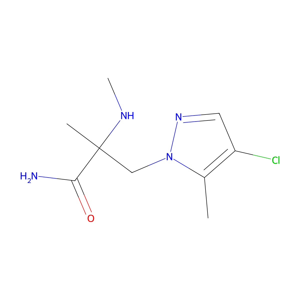3-(4-Chloro-5-methyl-1h-pyrazol-1-yl)-2-methyl-2-(methylamino)propanamide molecular structure, CAS 1343704-74-4