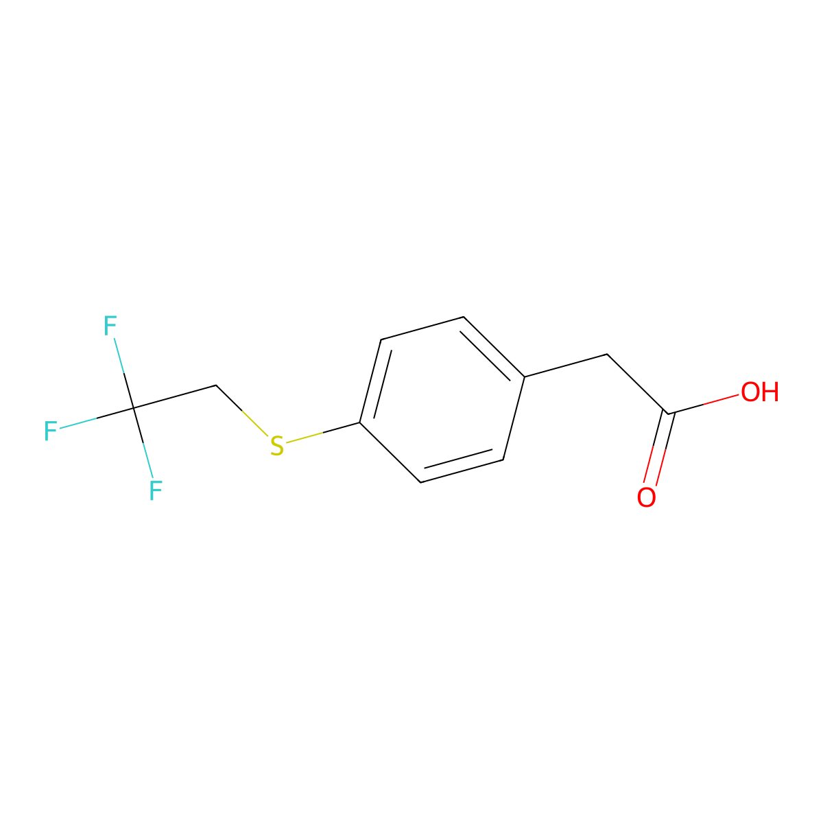 2-{4-[(2,2,2-Trifluoroethyl)sulfanyl]phenyl}acetic acid molecular structure, CAS 1343705-05-4