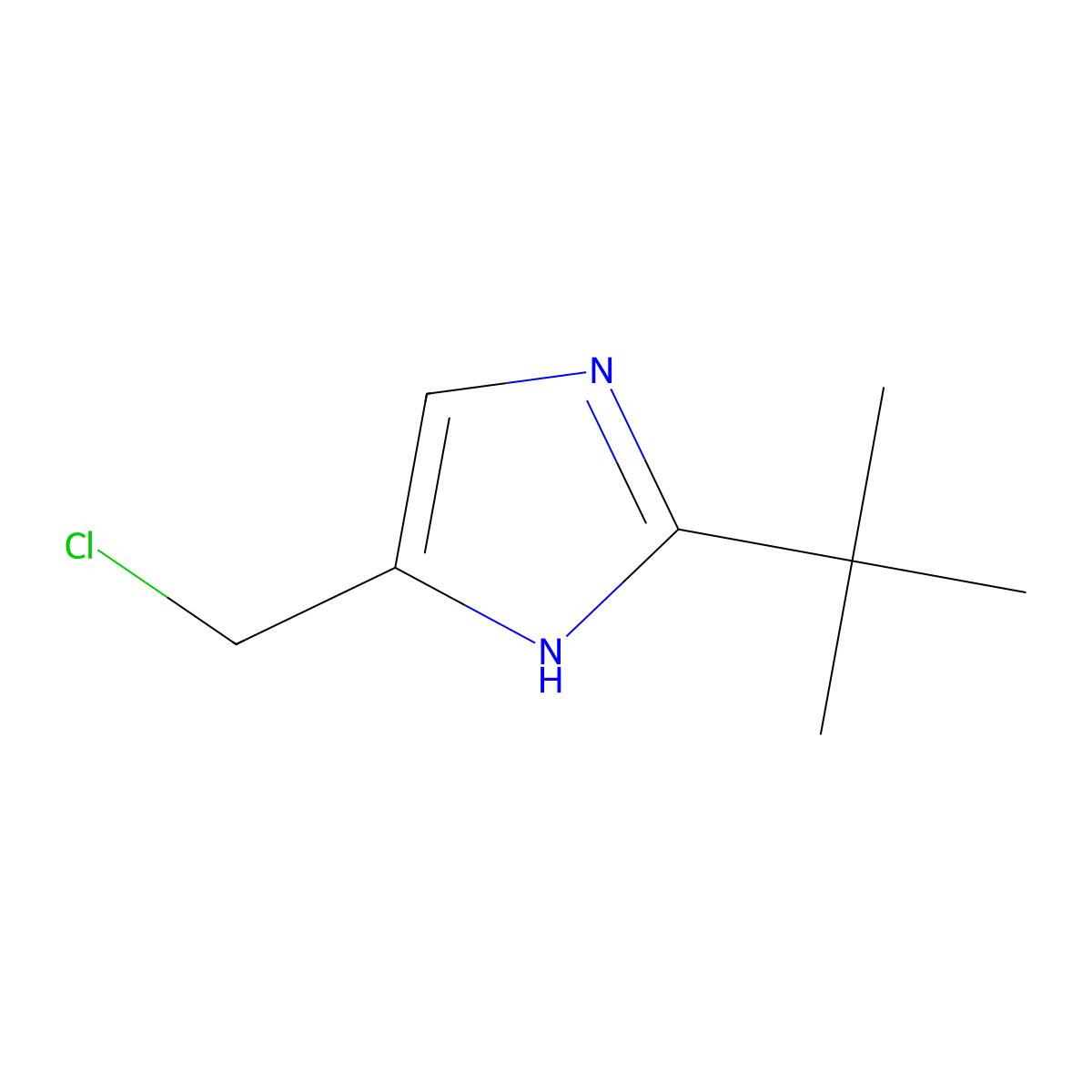 2-tert-butyl-5-(chloromethyl)-1H-imidazole molecular structure, CAS 1343709-38-5