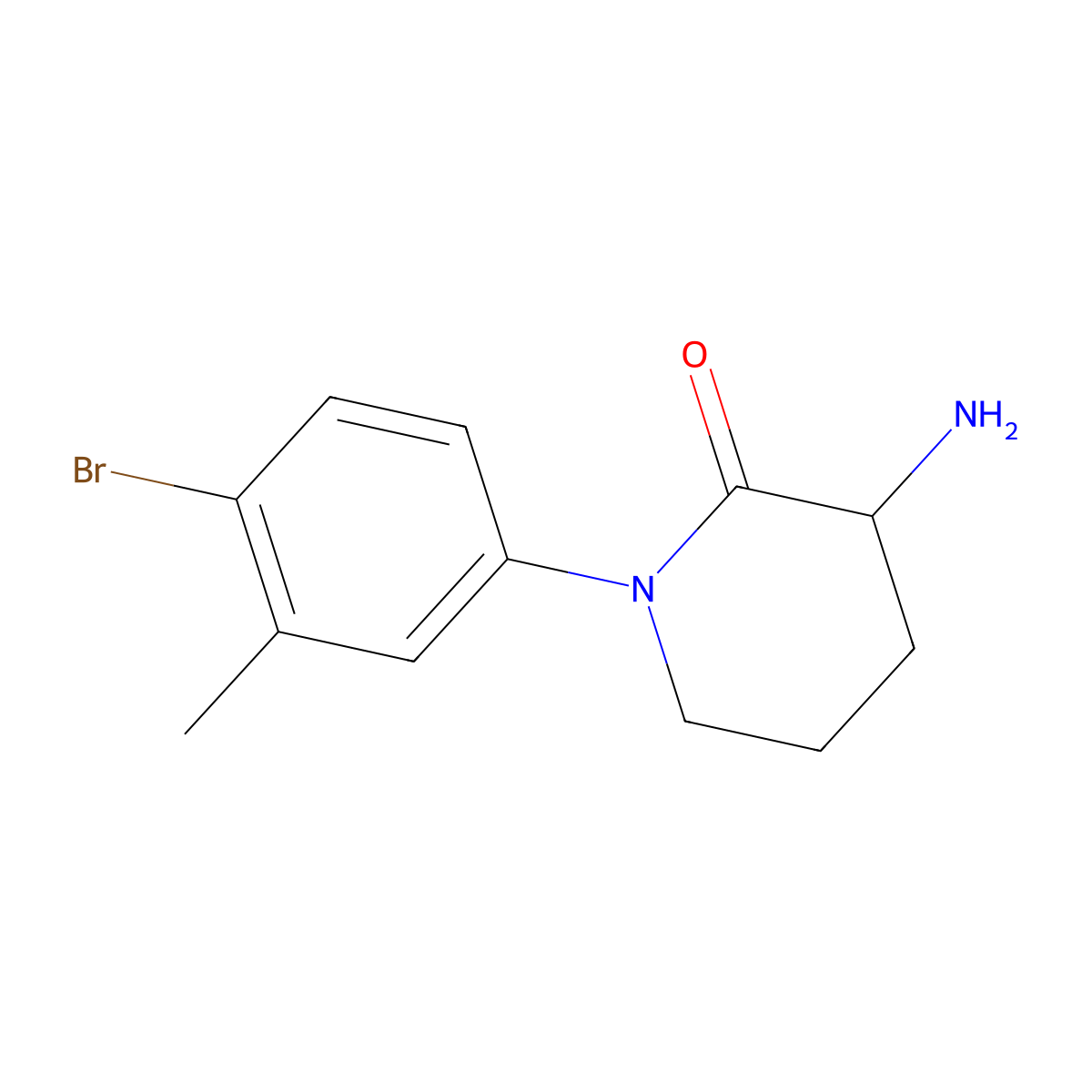 3-Amino-1-(4-bromo-3-methylphenyl)piperidin-2-one molecular structure, CAS 1343710-09-7