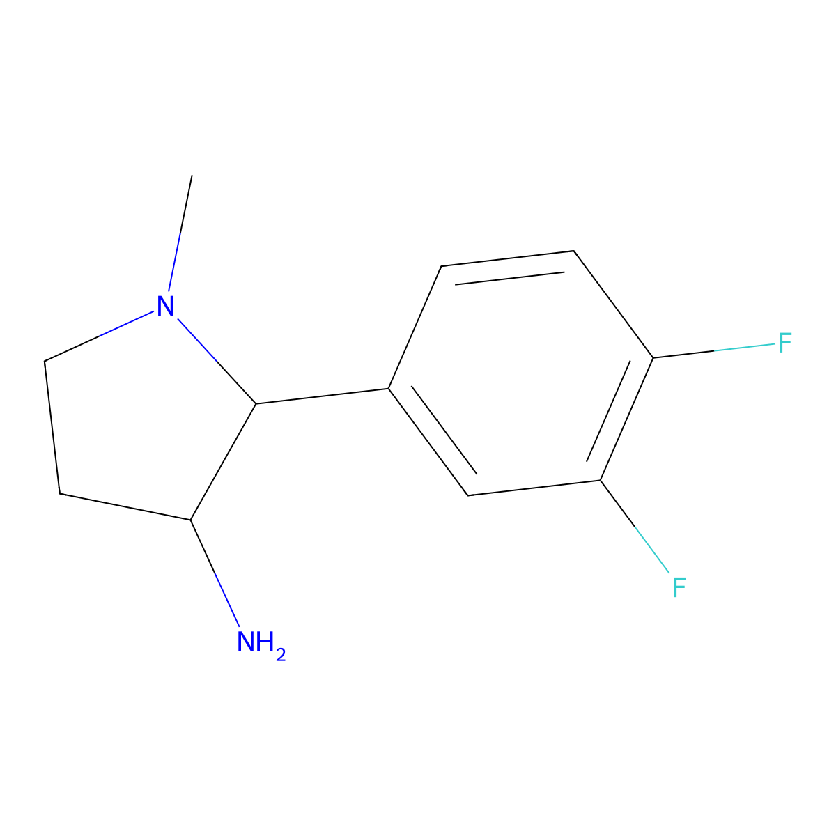 2-(3,4-Difluorophenyl)-1-methylpyrrolidin-3-amine molecular structure, CAS 1343710-67-7