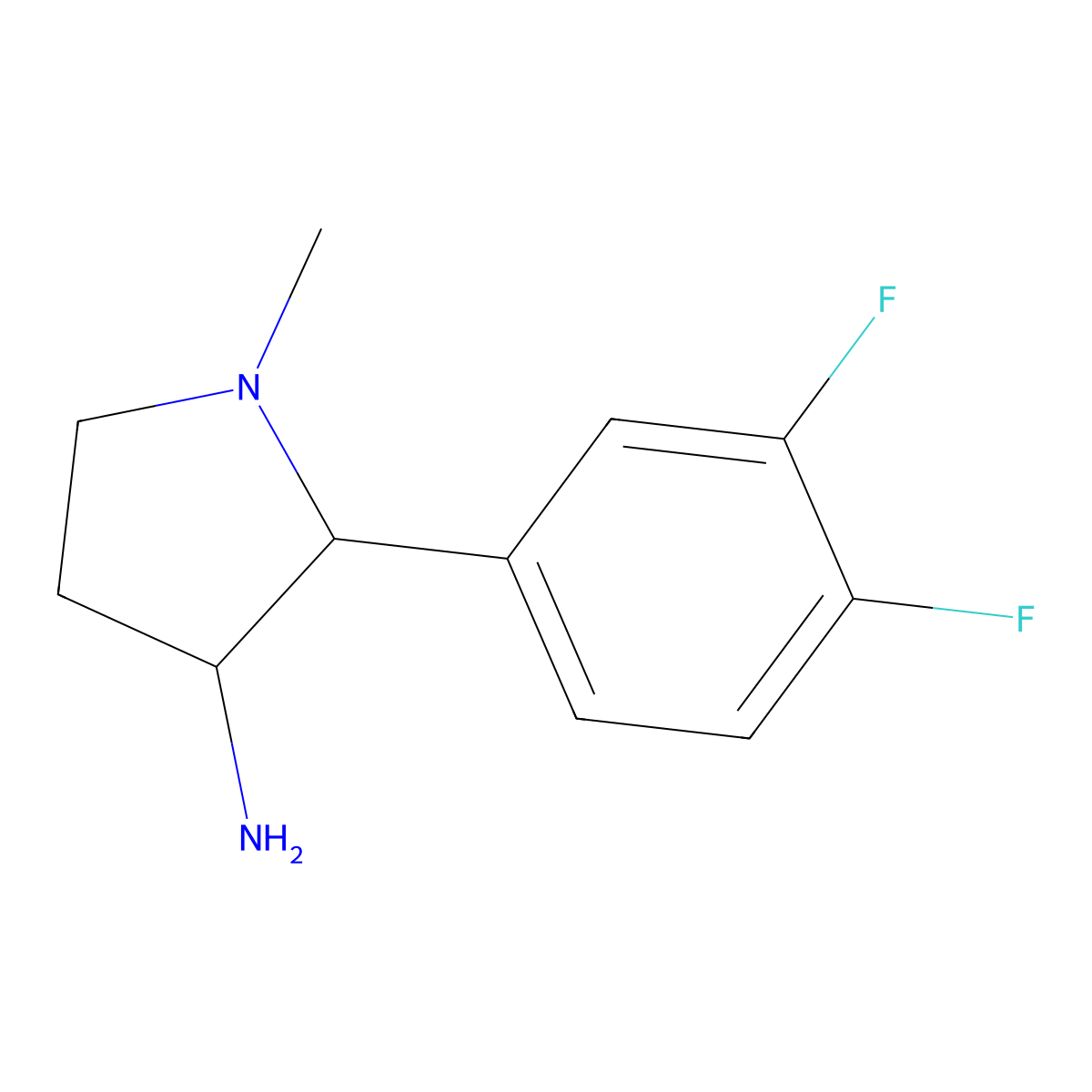 2-(3,4-Difluorophenyl)-1-methylpyrrolidin-3-amine molecular structure, CAS 1343710-67-7