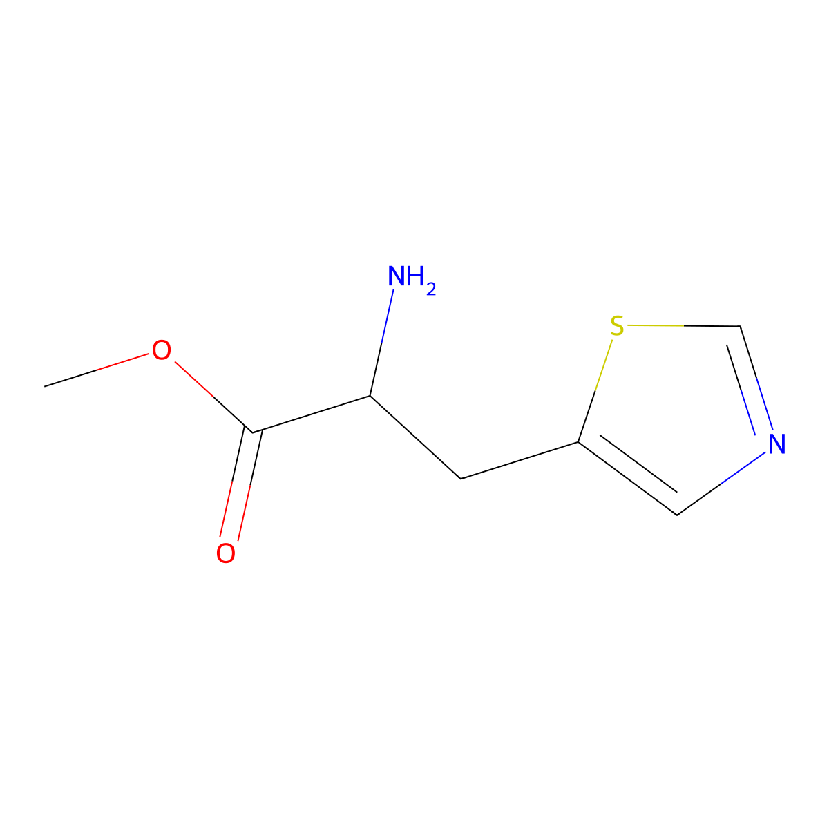 Methyl 2-amino-3-(1,3-thiazol-5-yl)propanoate molecular structure, CAS 1343712-04-8