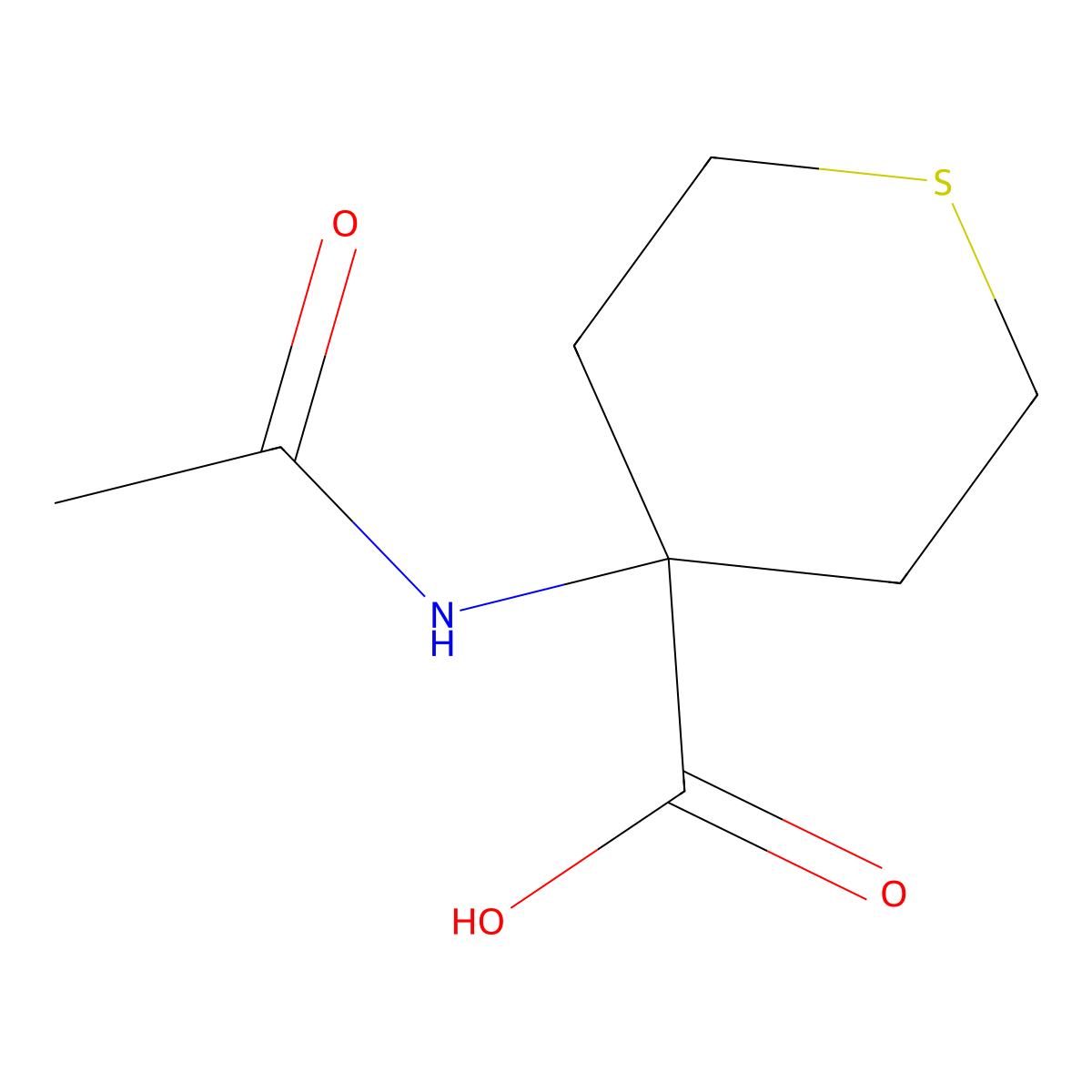 4-Acetamidothiane-4-carboxylic acid molecular structure, CAS 1343712-32-2