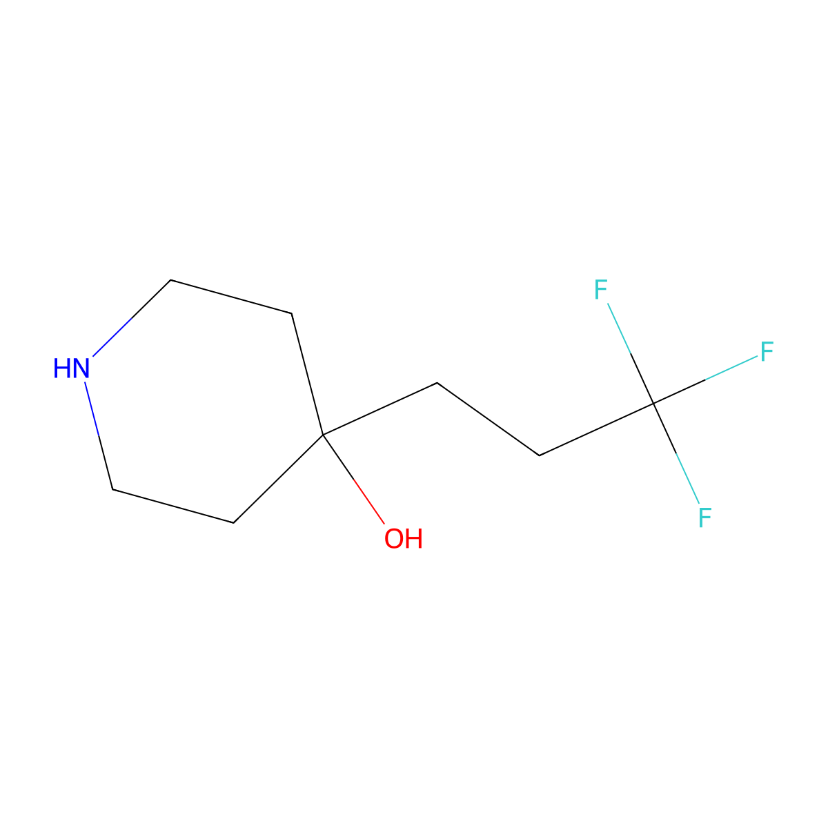 4-(3,3,3-Trifluoropropyl)piperidin-4-ol molecular structure, CAS 1343716-72-2