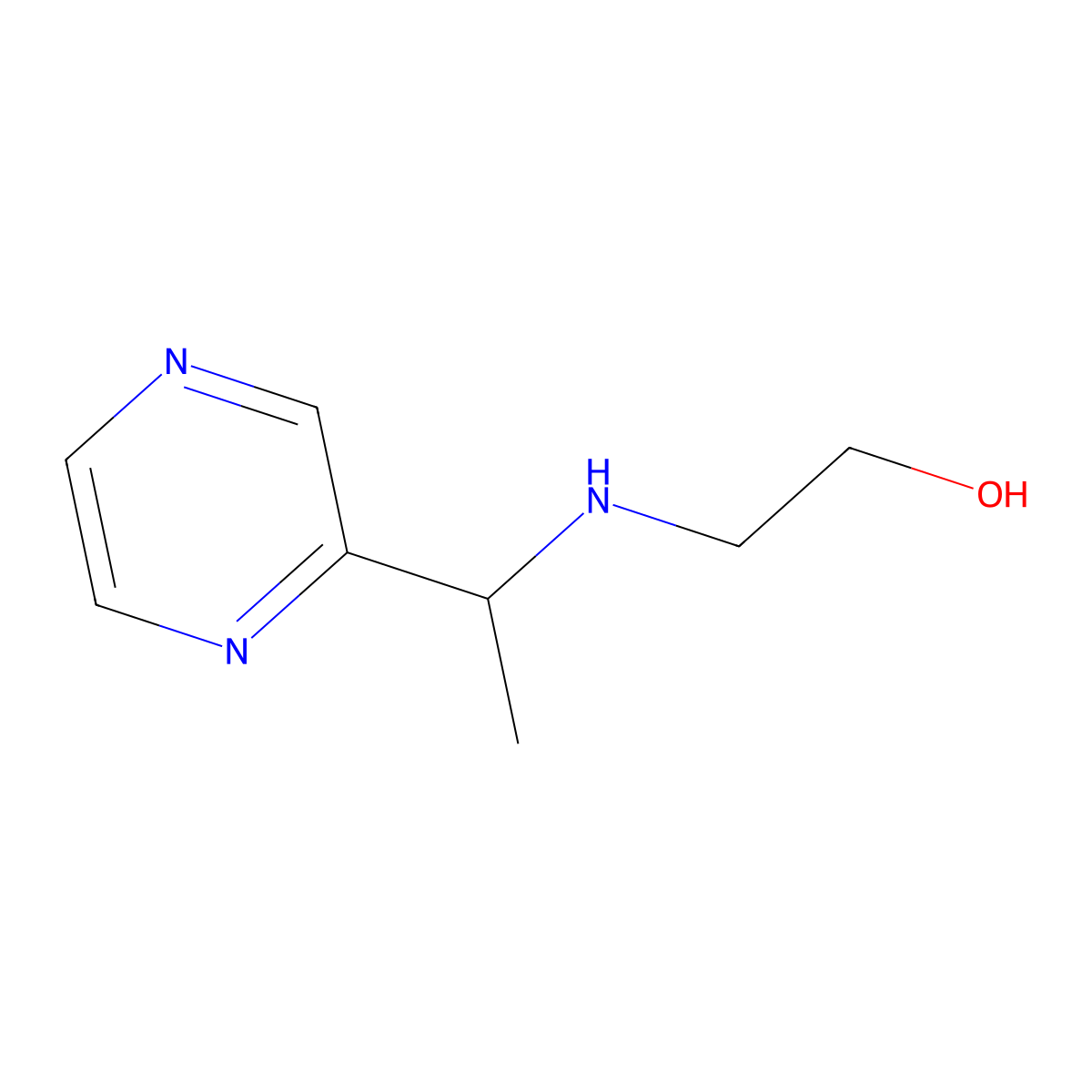 2-(1-Pyrazin-2-yl-ethylamino)-ethanol molecular structure, CAS 1343718-64-8