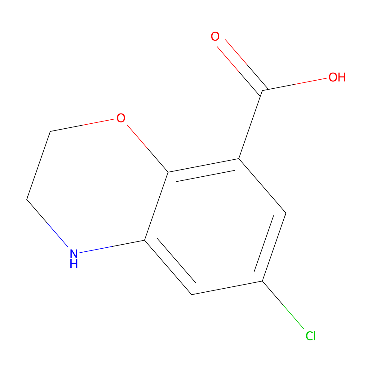 6-Chloro-3,4-dihydro-2H-benzo[b][1,4]oxazine-8-carboxylic acid molecular structure, CAS 134372-47-7