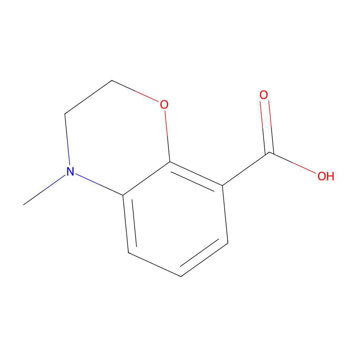 4-methyl-3,4-dihydro-2H-benzo[b][1,4]oxazine-8-carboxylic acid molecular structure, CAS 134372-61-5