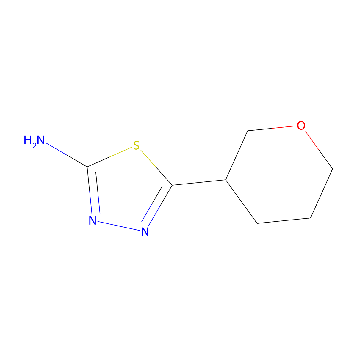 5-(Oxan-3-yl)-1,3,4-thiadiazol-2-amine molecular structure, CAS 1343726-87-3
