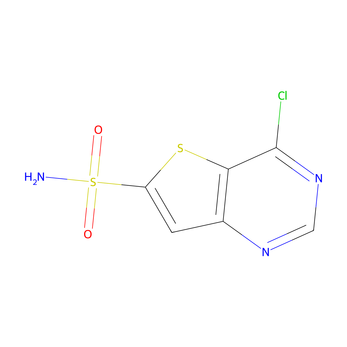 4-Chlorothieno[3,2-d]pyrimidine-6-sulfonamide molecular structure, CAS 1343729-43-0