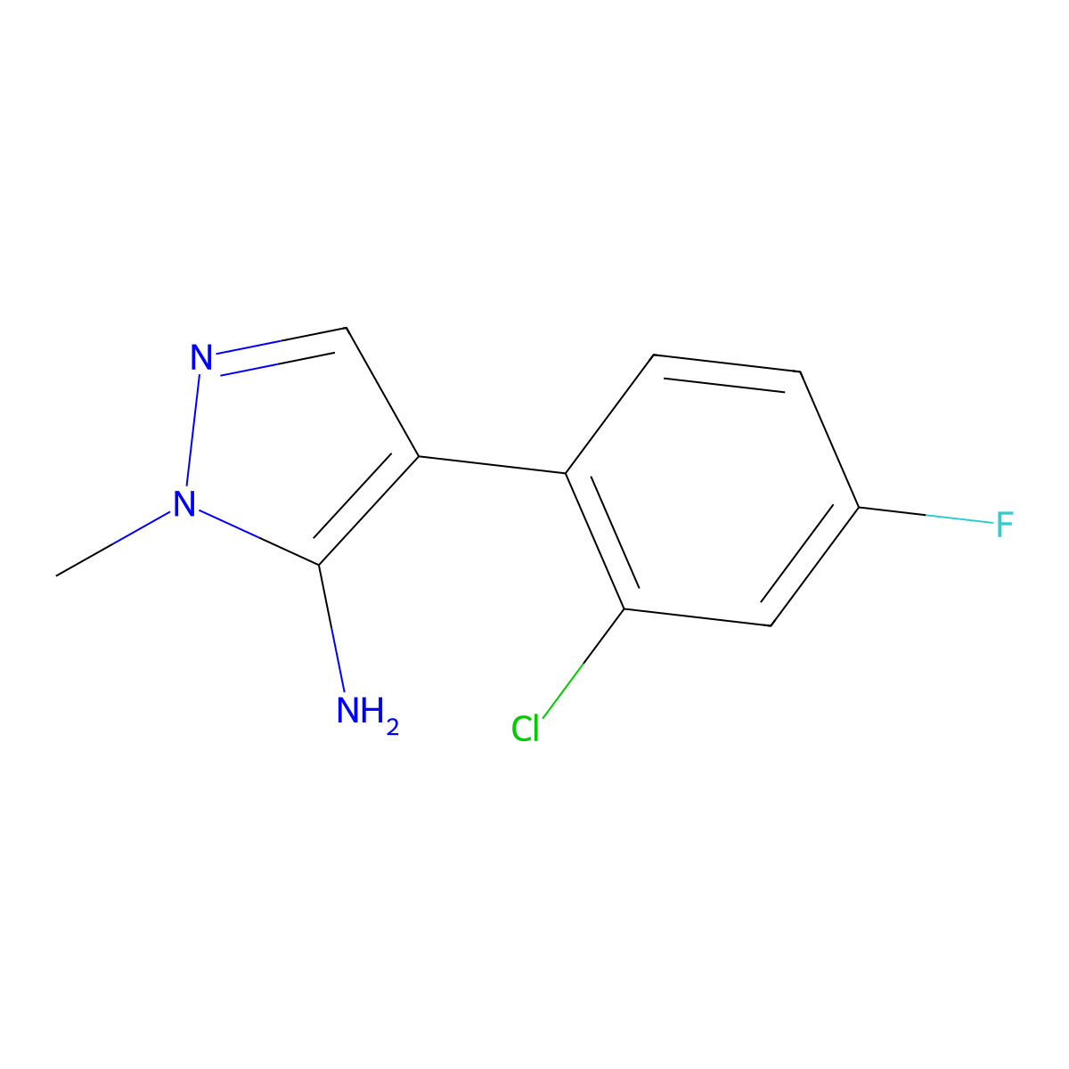 4-(2-Chloro-4-fluorophenyl)-1-methyl-1h-pyrazol-5-amine molecular structure, CAS 1343730-42-6