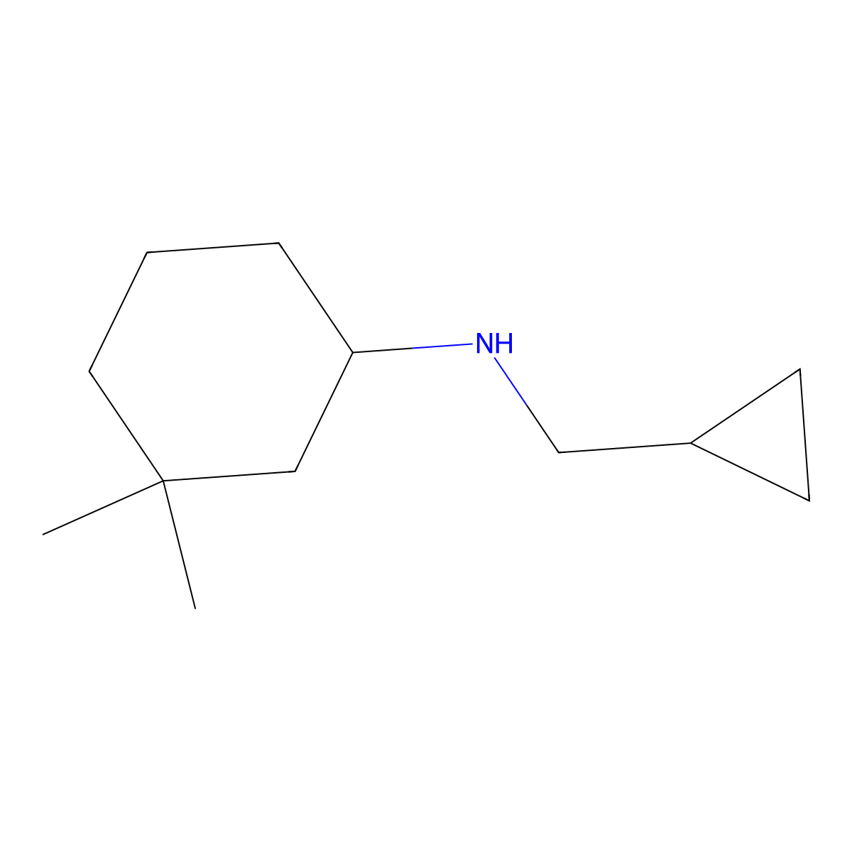 N-(cyclopropylmethyl)-3,3-dimethylcyclohexan-1-amine molecular structure, CAS 1343730-96-0