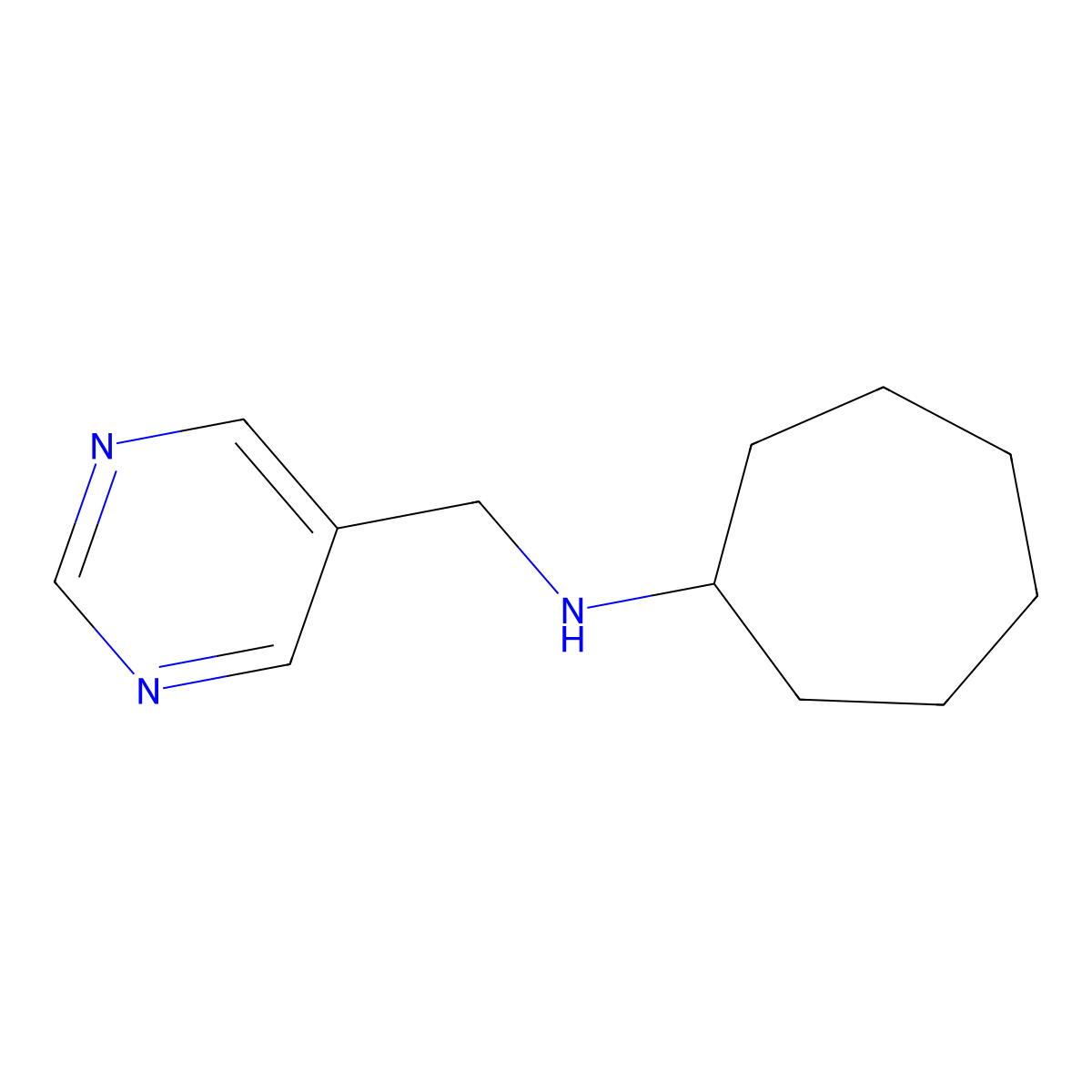 N-(pyrimidin-5-ylmethyl)cycloheptanamine molecular structure, CAS 1343731-60-1