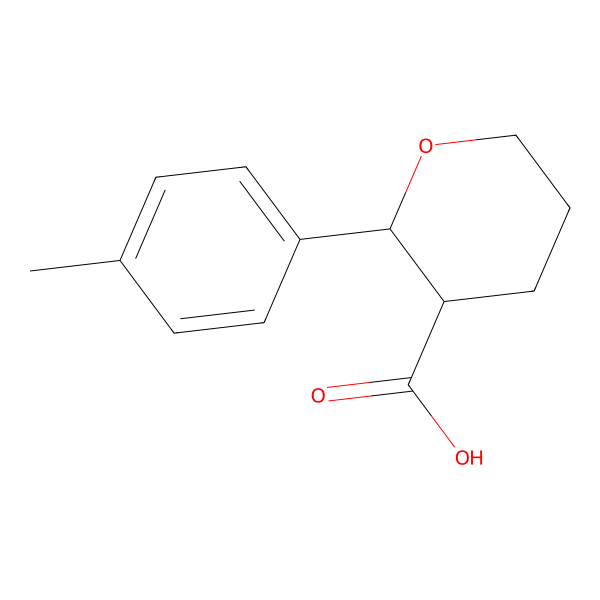 2-(4-Methylphenyl)oxane-3-carboxylic acid molecular structure, CAS 1343731-68-9