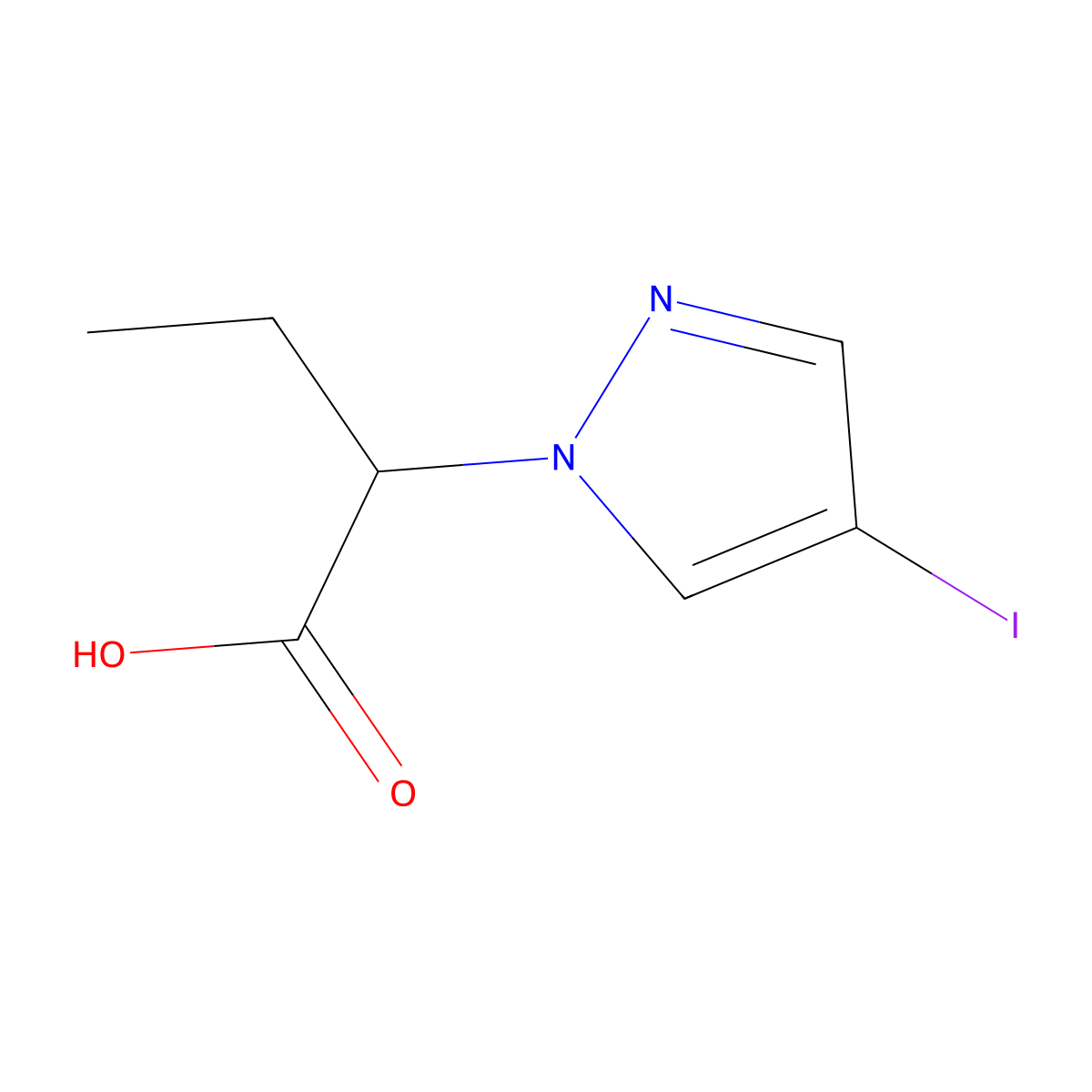 2-(4-iodo-1H-pyrazol-1-yl)butanoic acid molecular structure, CAS 1343733-41-4