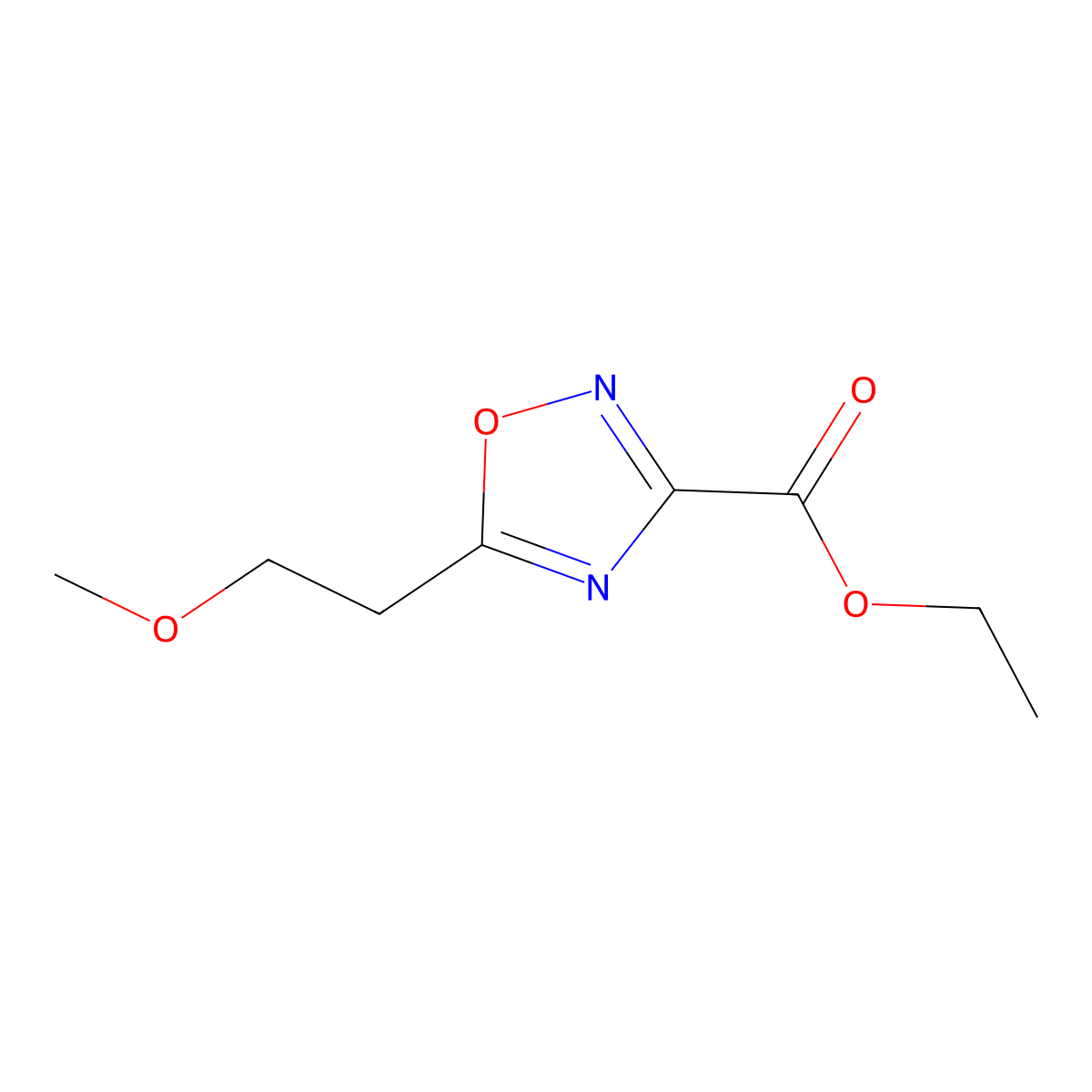 Ethyl 5-(2-methoxyethyl)-1,2,4-oxadiazole-3-carboxylate molecular structure, CAS 1343736-94-6