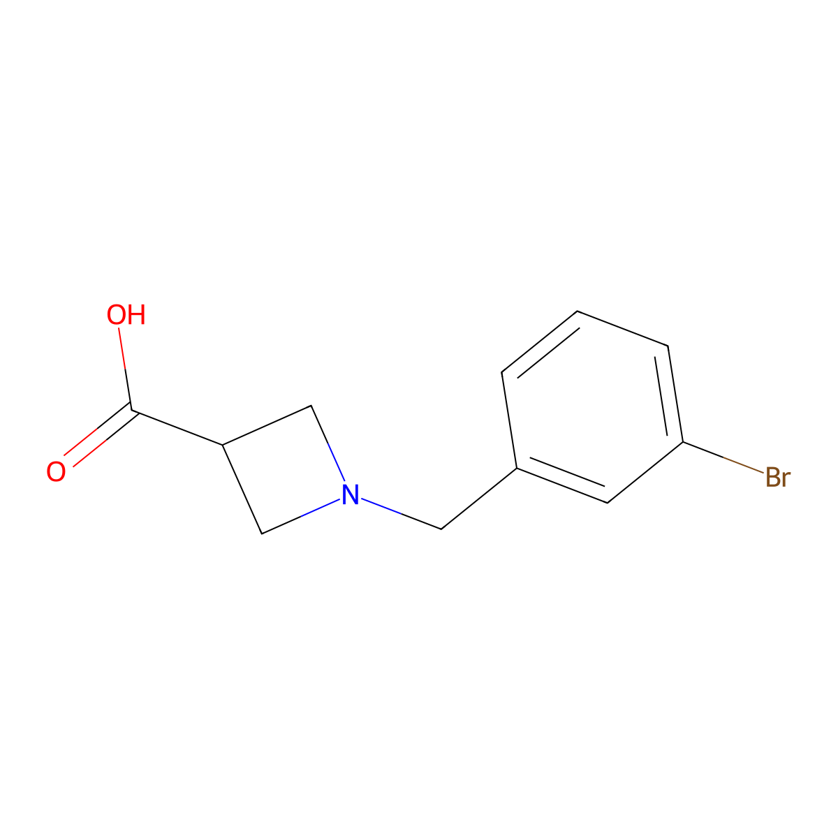 1-[(3-Bromophenyl)methyl]azetidine-3-carboxylic acid molecular structure, CAS 1343739-03-6