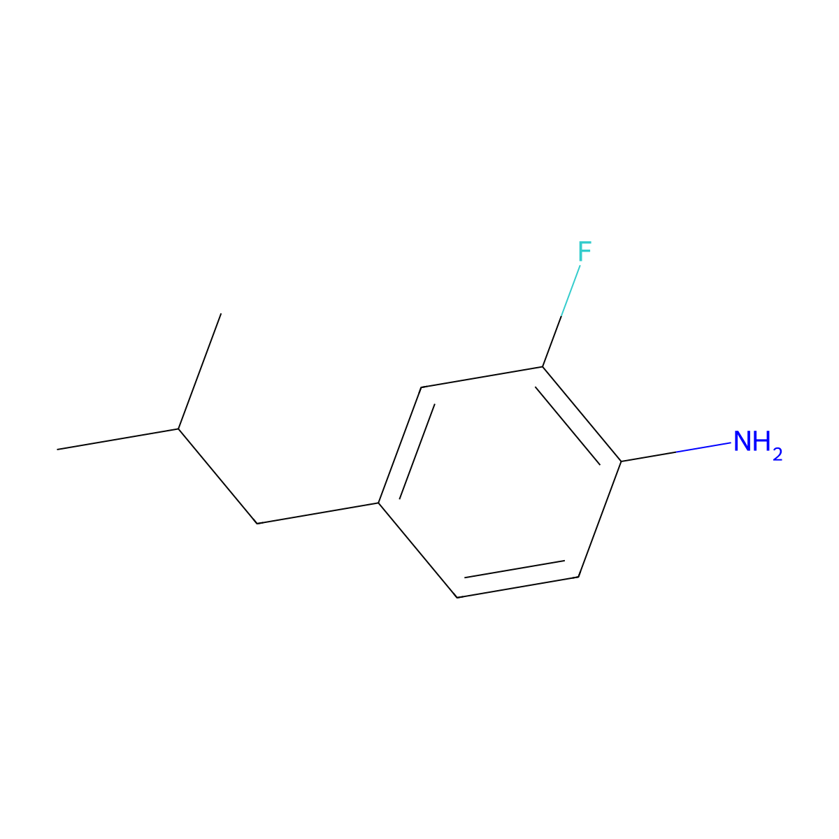 2-Fluoro-4-(2-methylpropyl)aniline molecular structure, CAS 1343739-71-8
