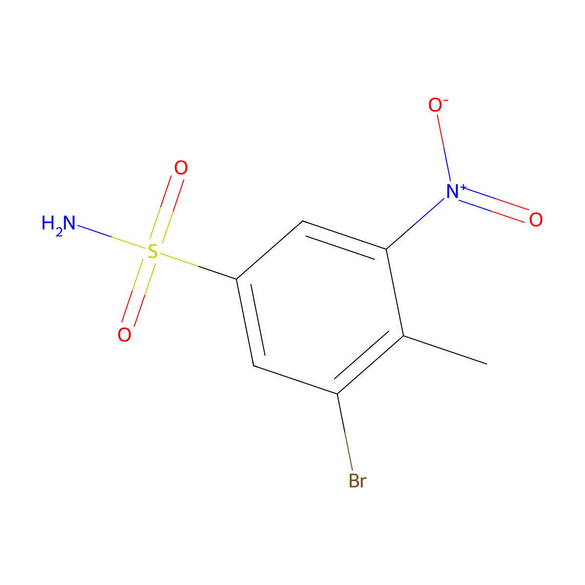 3-Bromo-4-methyl-5-nitrobenzenesulfonamide molecular structure, CAS 1343740-13-5