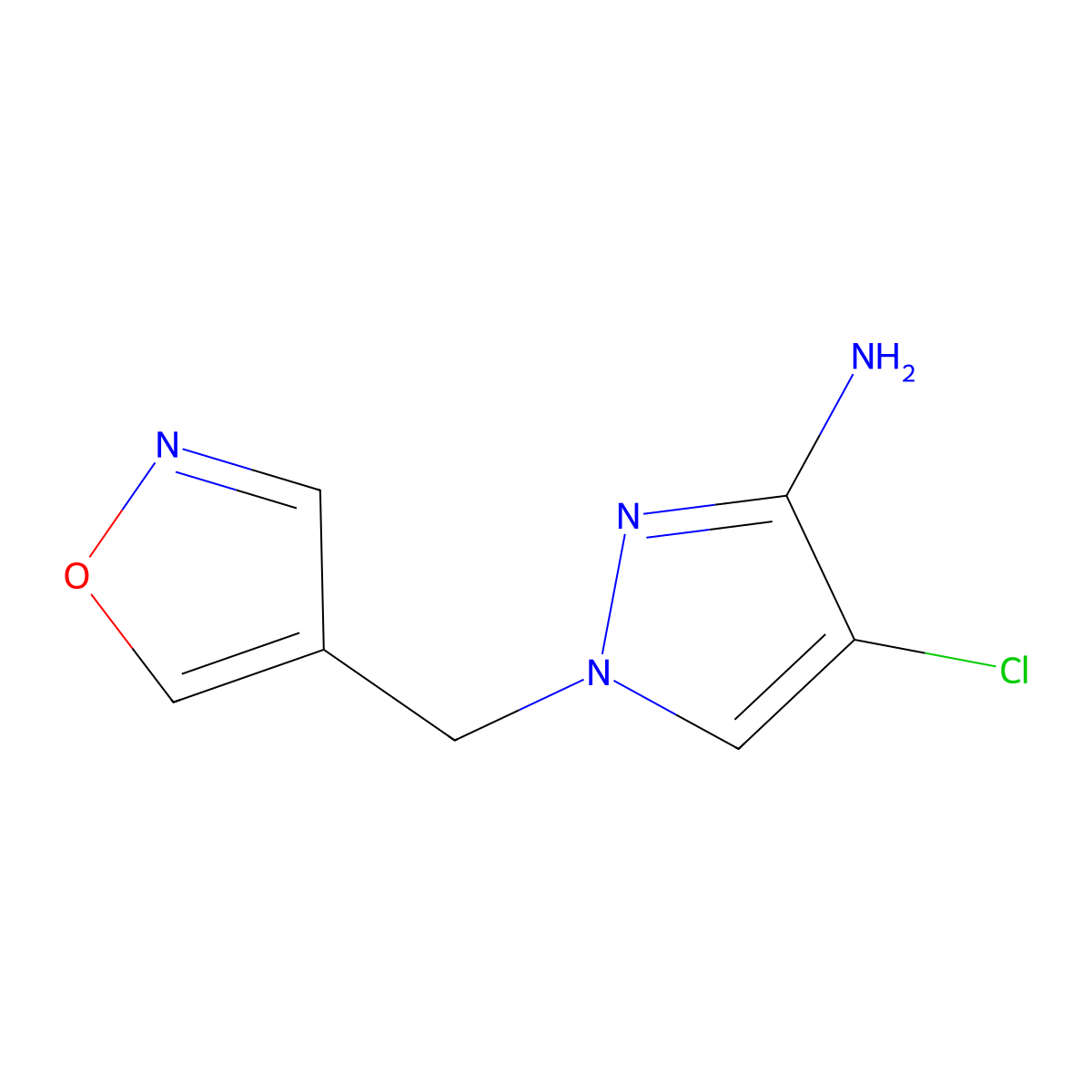 4-Chloro-1-(isoxazol-4-ylmethyl)-1h-pyrazol-3-amine molecular structure, CAS 1343742-61-9