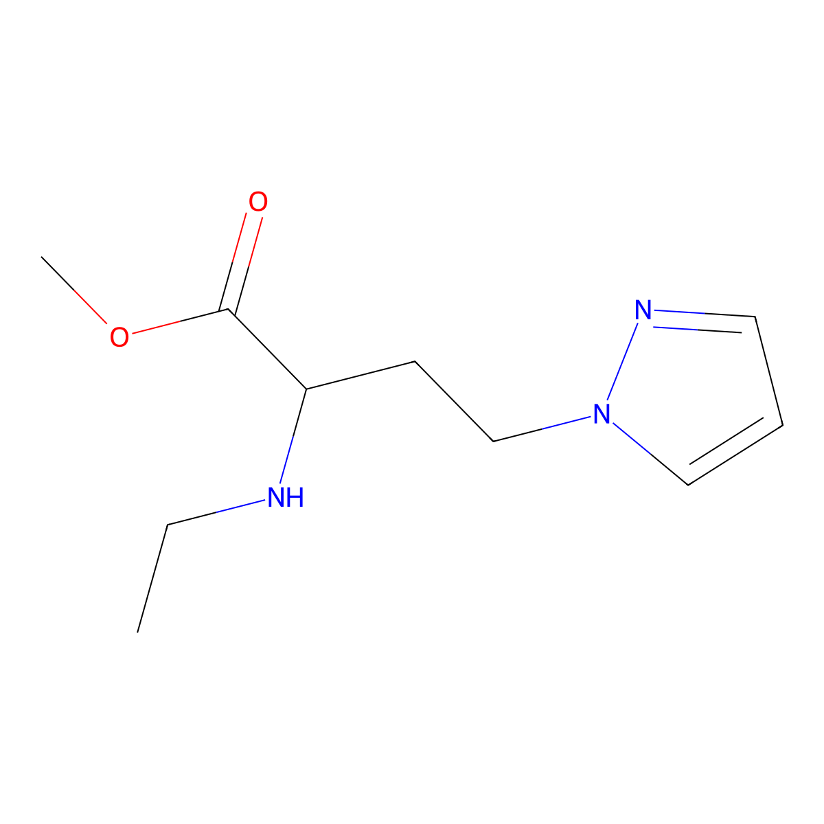 Methyl 2-(ethylamino)-4-(1h-pyrazol-1-yl)butanoate molecular structure, CAS 1343743-31-6