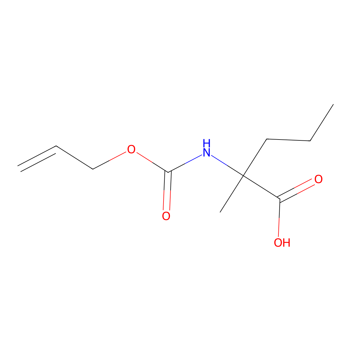 2-Methyl-2-{[(prop-2-en-1-yloxy)carbonyl]amino}pentanoic acid molecular structure, CAS 1343743-41-8